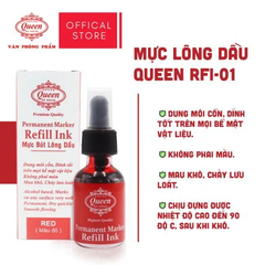 Mực lông dầu Queen RFI-01 (20ml) - Xanh/Đen/Đỏ - Mực đạt chuẩn Mỹ & Châu Âu