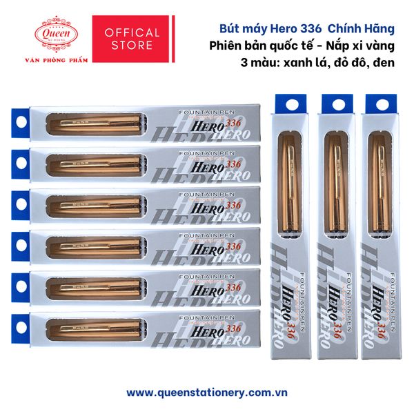 Bút máy Hero 336 chính hãng - Phiên bản quốc tế - Màu Đen/Đỏ/Xanh Lá - 1 Cây