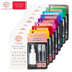 Bộ phụ kiện vệ sinh và ngòi thay bút máy Queen (Dụng cụ hút xã mực, ngòi thay nét trơn, ngòi thay nét thanh đậm) FPA-01