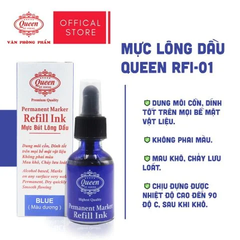 Mực lông dầu Queen RFI-01 (20ml) - Xanh/Đen/Đỏ - Mực đạt chuẩn Mỹ & Châu Âu
