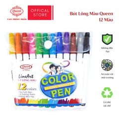 Bút lông màu Queen (12 màu) - Chính Hãng