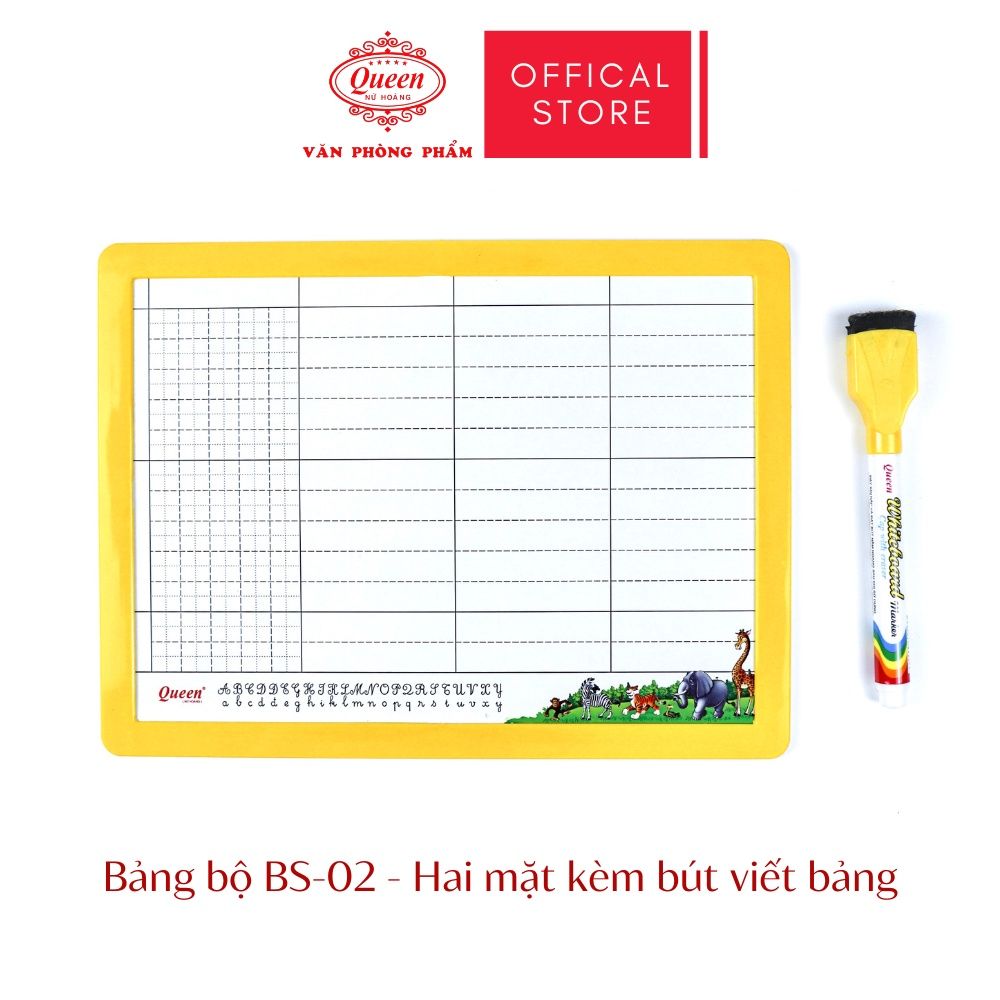 Bảng bộ 2 mặt kèm bút viết bảng Queen - BS02 - Khổ A4