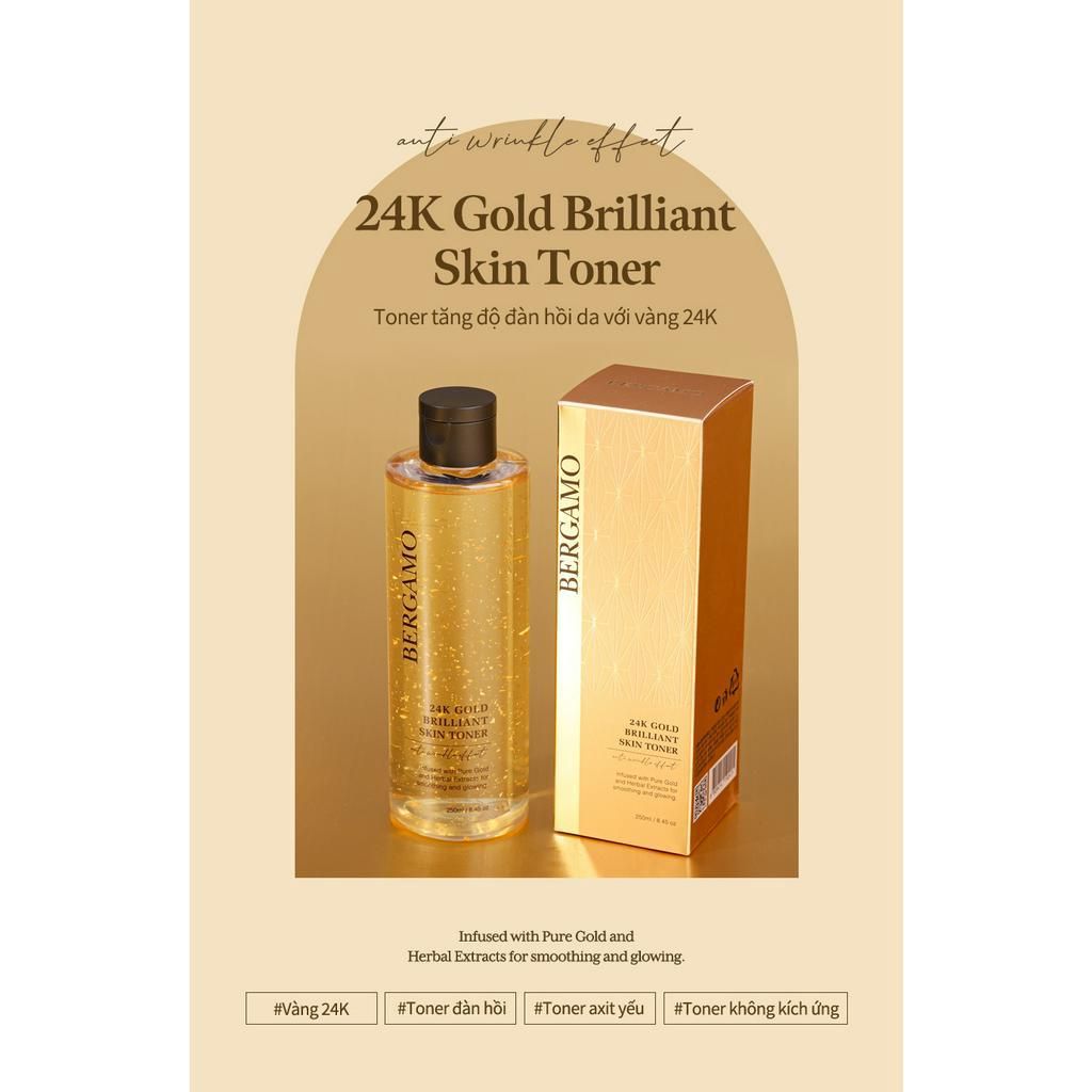 TONER VÀNG BERGAMO 24K GOLD BRILLIANT SKIN 250ML