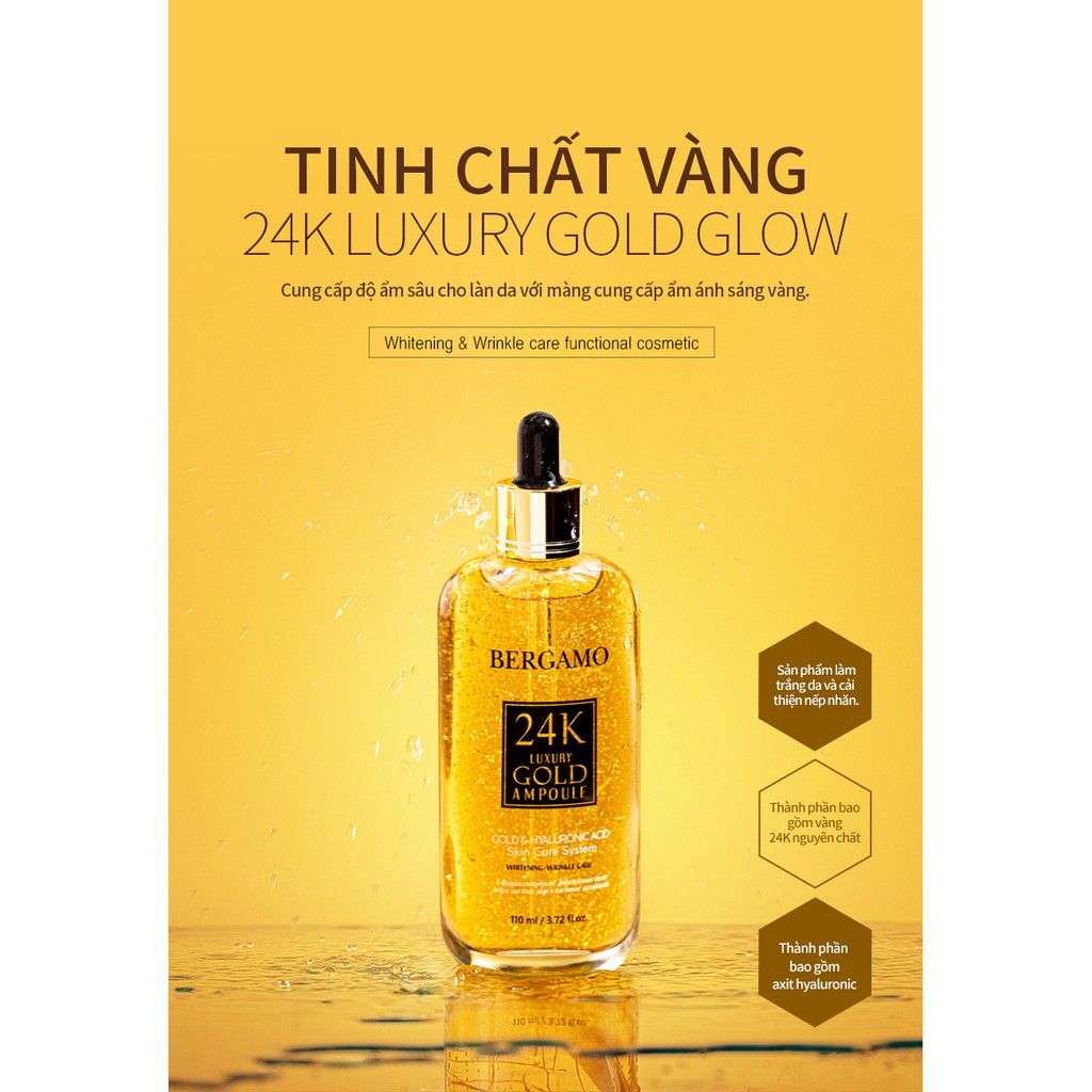 TINH CHẤT VÀNG BERGAMO 24K LUXURY GOLD AMPOULE 110ML