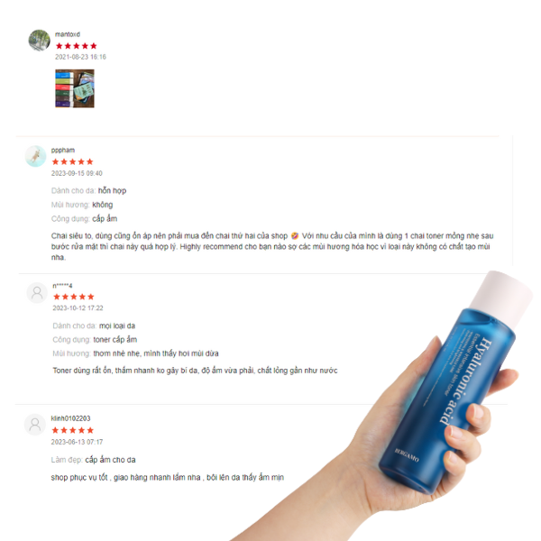 TONER CẤP ẨM HỖ TRỢ PHỤC HỒI BERGAMO HYALURONIC ACID ESSENTIAL INTENSIVE SKIN TONER 210ML