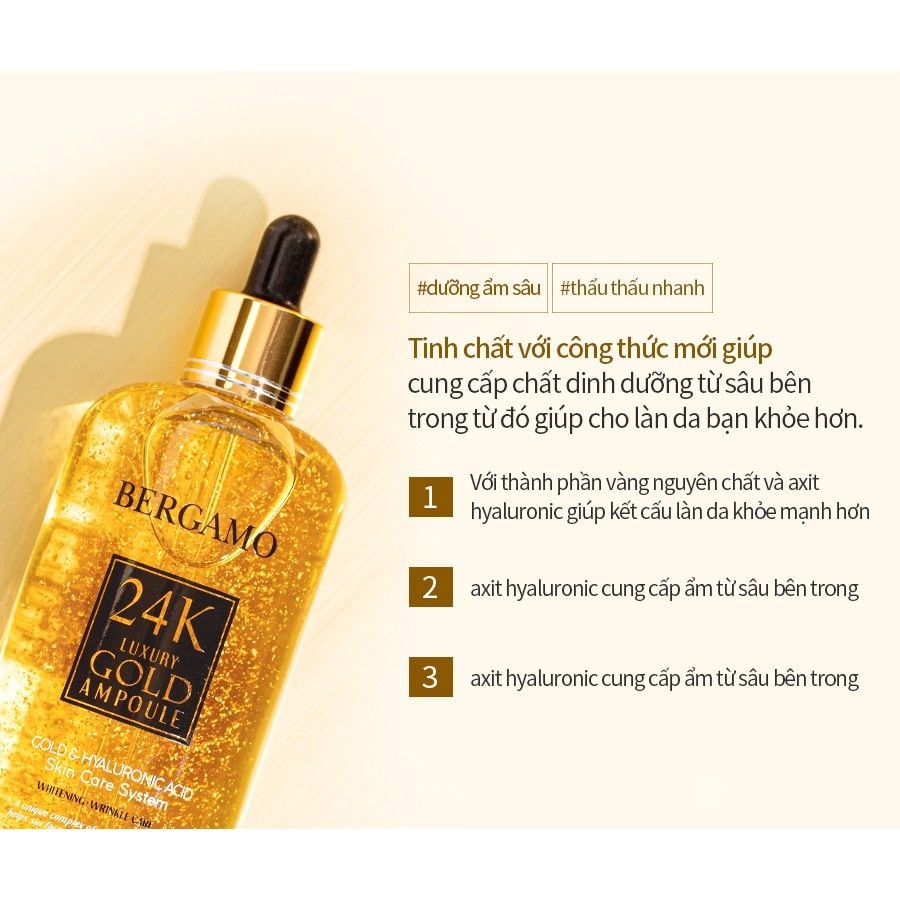 TINH CHẤT VÀNG BERGAMO 24K LUXURY GOLD AMPOULE 110ML