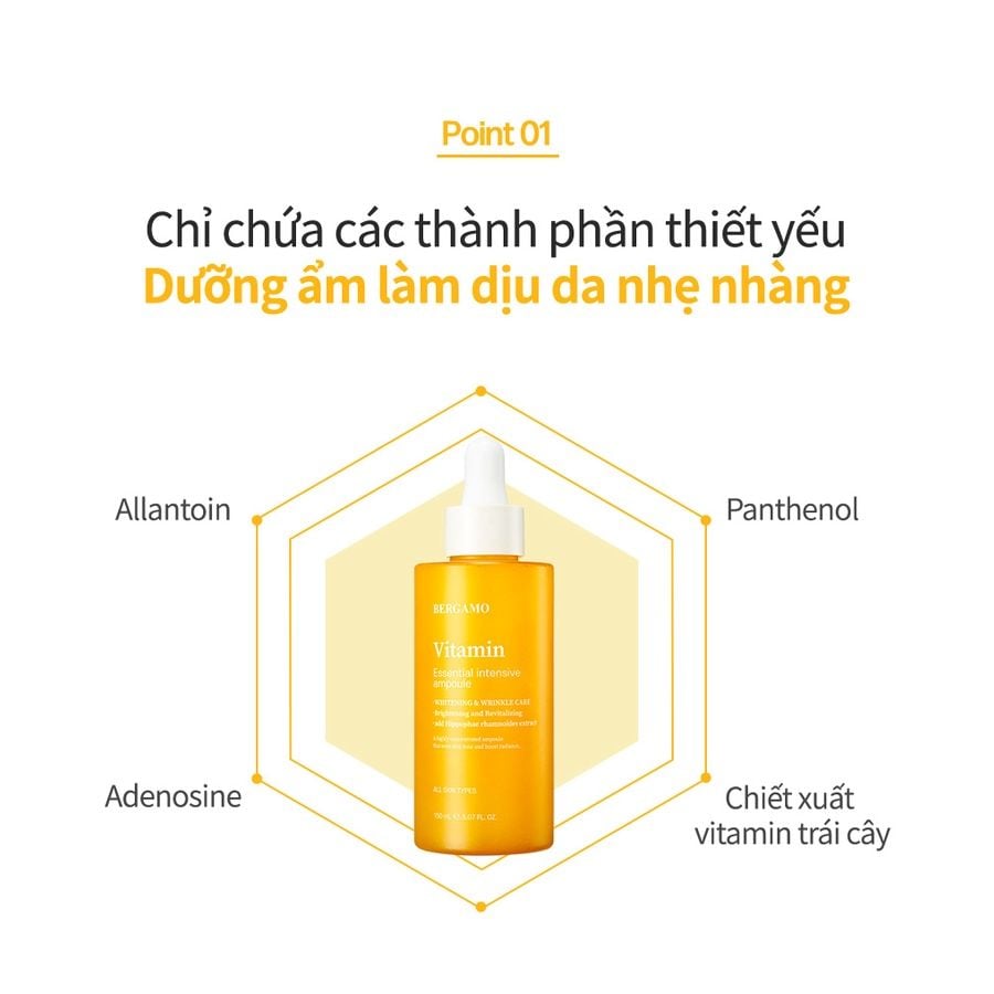 SERUM VITAMIN SÁNG DA BERGAMO VITAMIN ESSENTIAL INTENSIVE AMPOULE 150ML