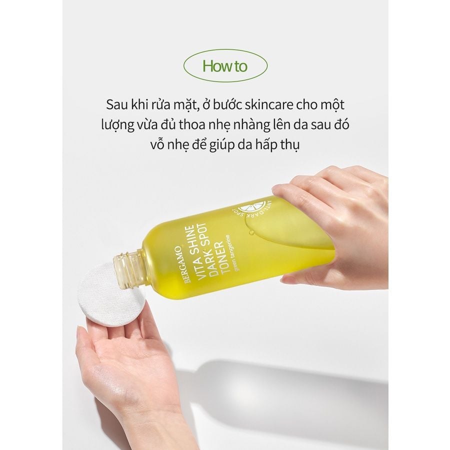 TONER QUÝT XANH SÁNG DA MỜ THÂM NÁM BERGAMO GREEN TANGERINE VITA SHINE DARK SPOT TONER 180ML