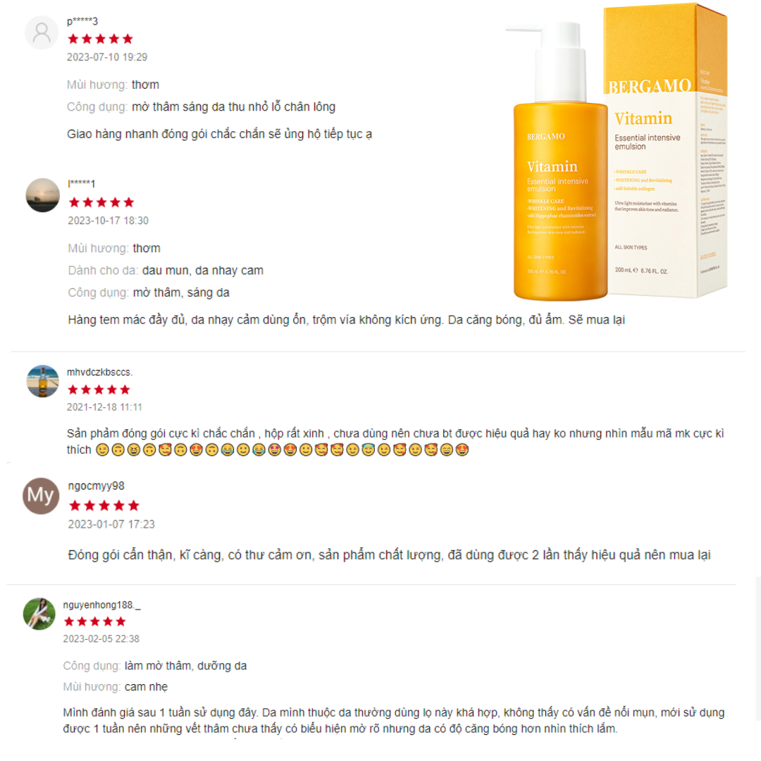 SỮA DƯỠNG DA BERGAMO VITAMIN ESSENTIAL INTENSIVE EMULSION 200ML