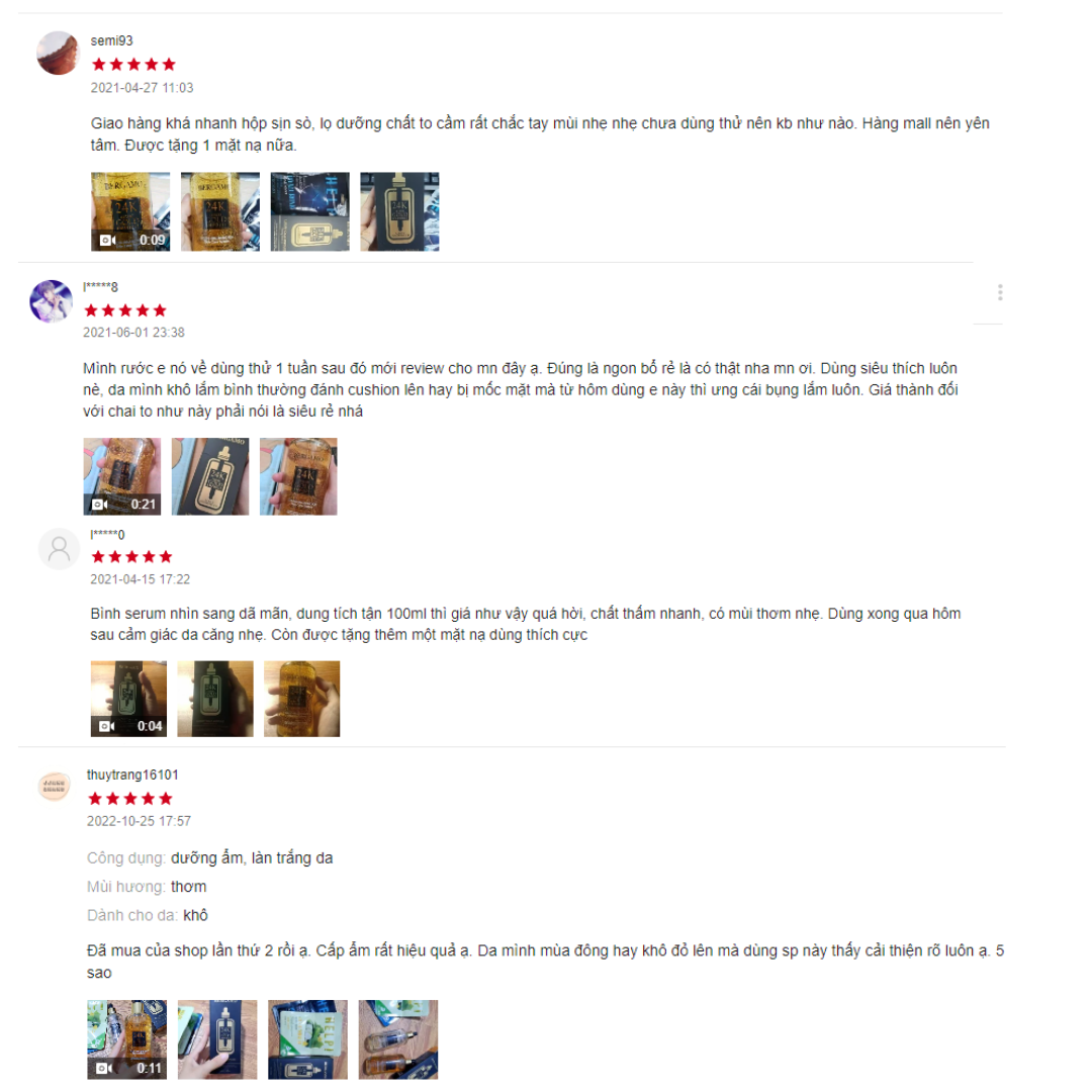 TINH CHẤT VÀNG BERGAMO 24K LUXURY GOLD AMPOULE 110ML