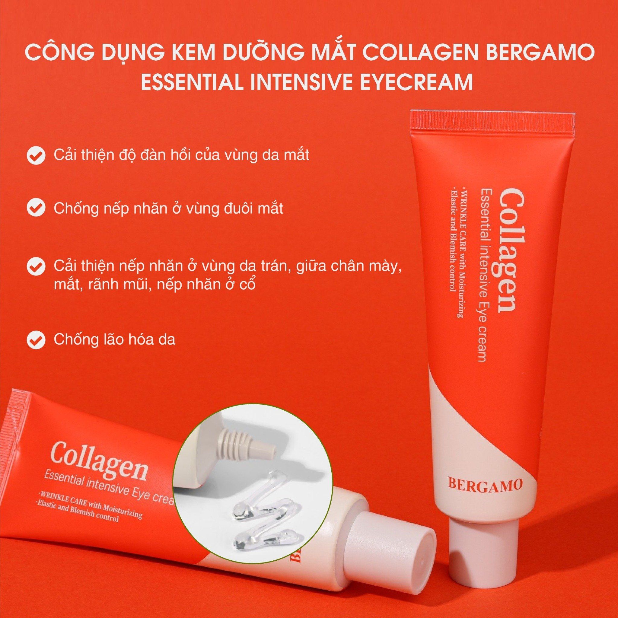 KEM DƯỠNG MẮT COLLAGEN BERGAMO COLLAGEN ESSENTIAL INTENSIVE EYE CREAM 100G