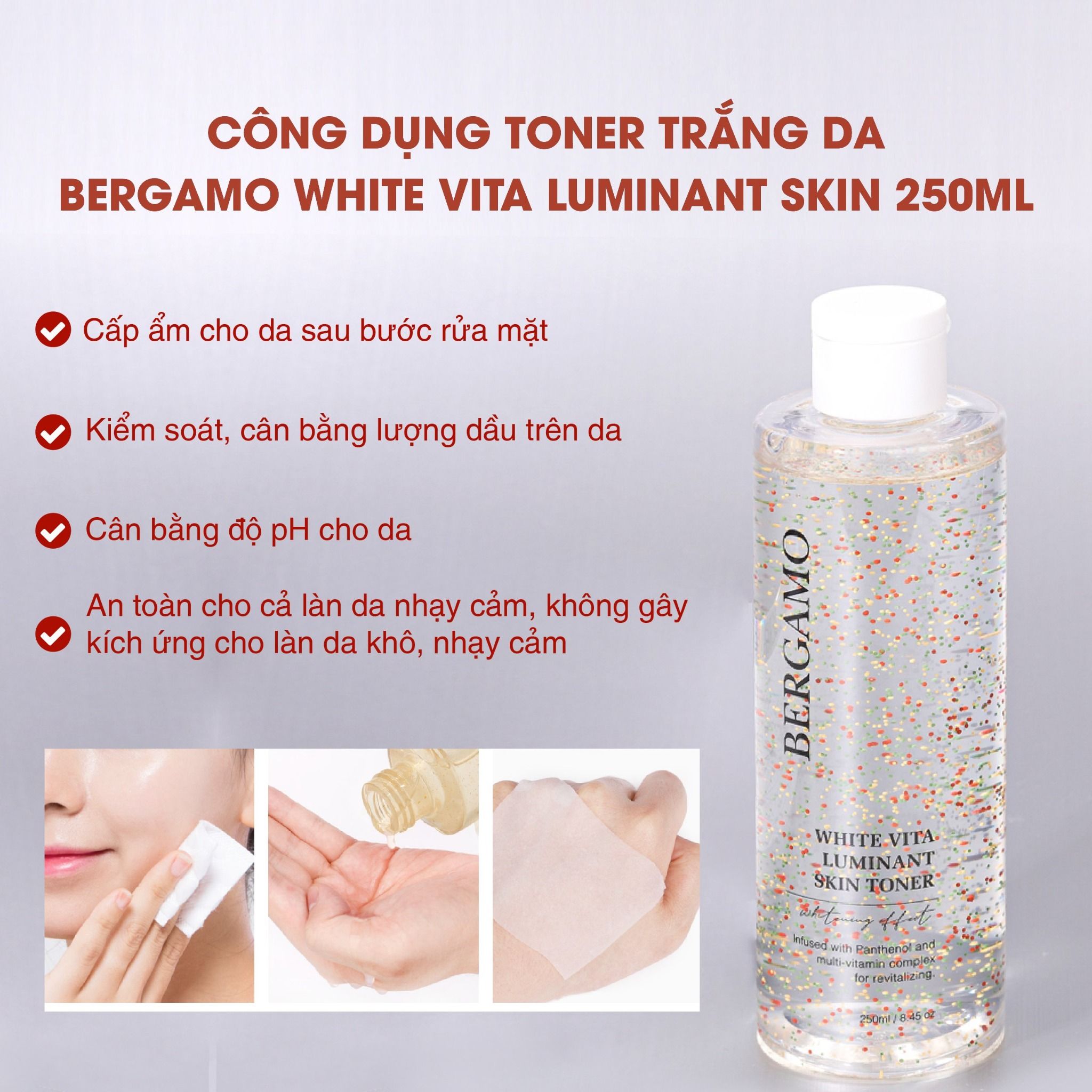 TONER SÁNG DA BERGAMO WHITE VITA LUMINANT SKIN 250ML
