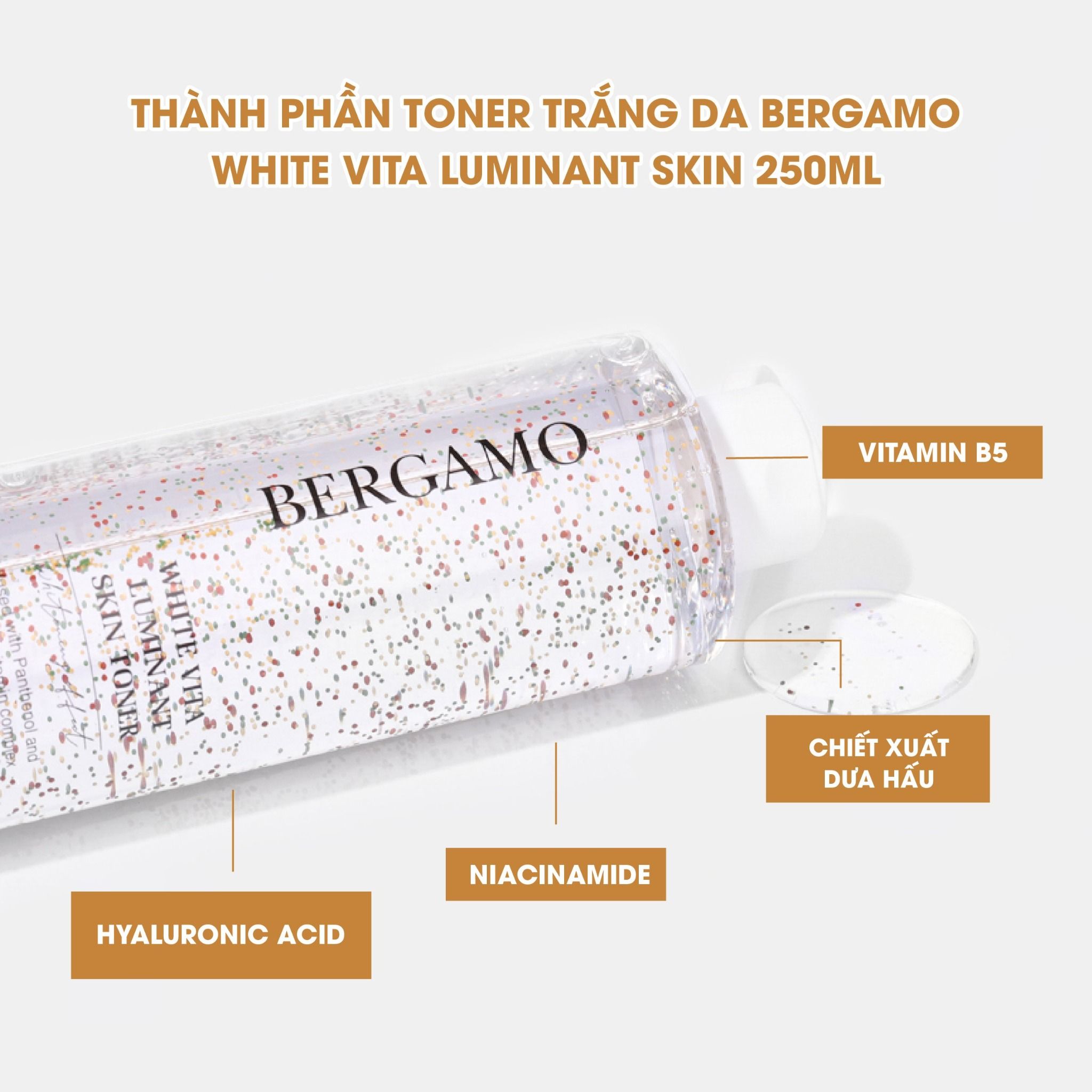 TONER SÁNG DA BERGAMO WHITE VITA LUMINANT SKIN 250ML