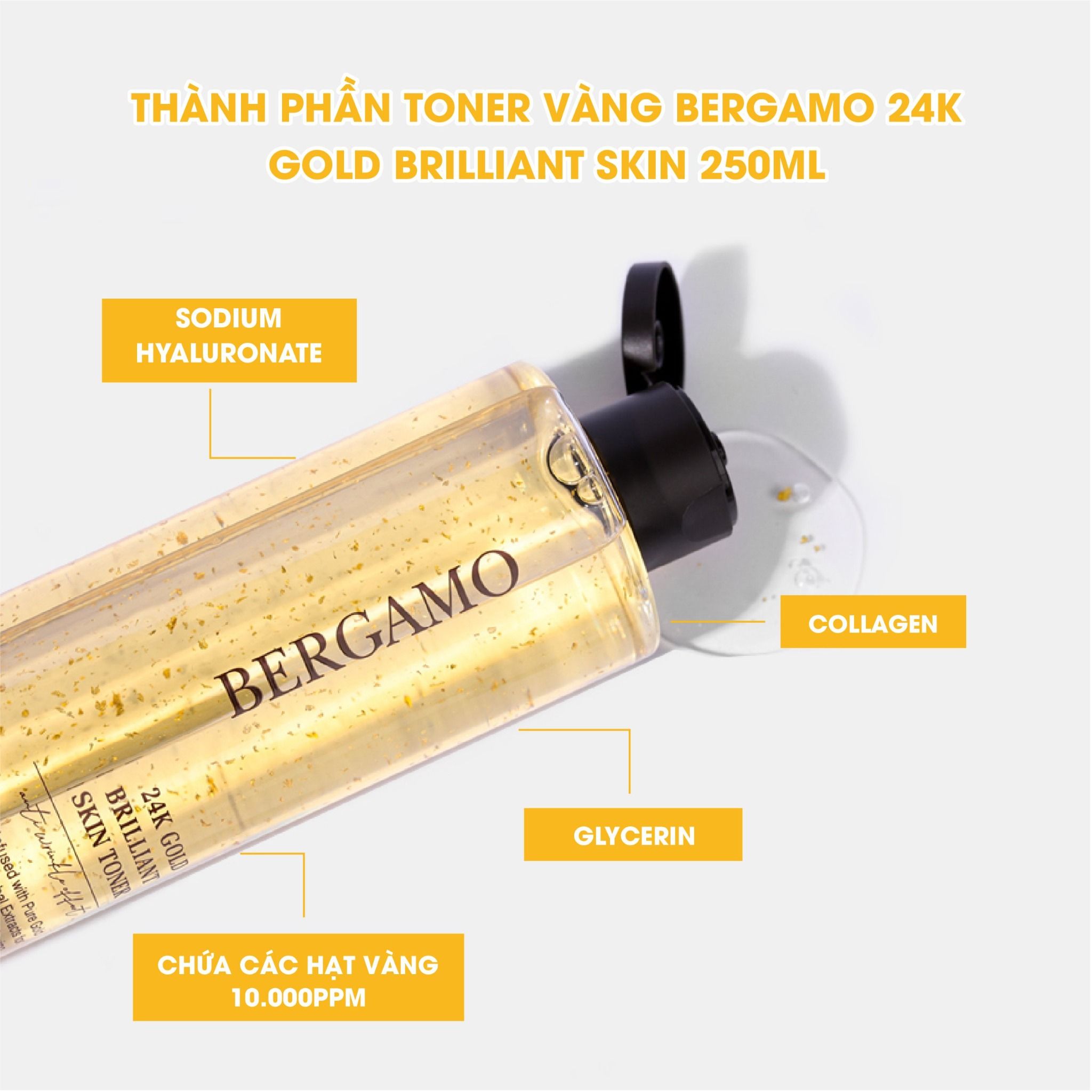 TONER VÀNG BERGAMO 24K GOLD BRILLIANT SKIN 250ML
