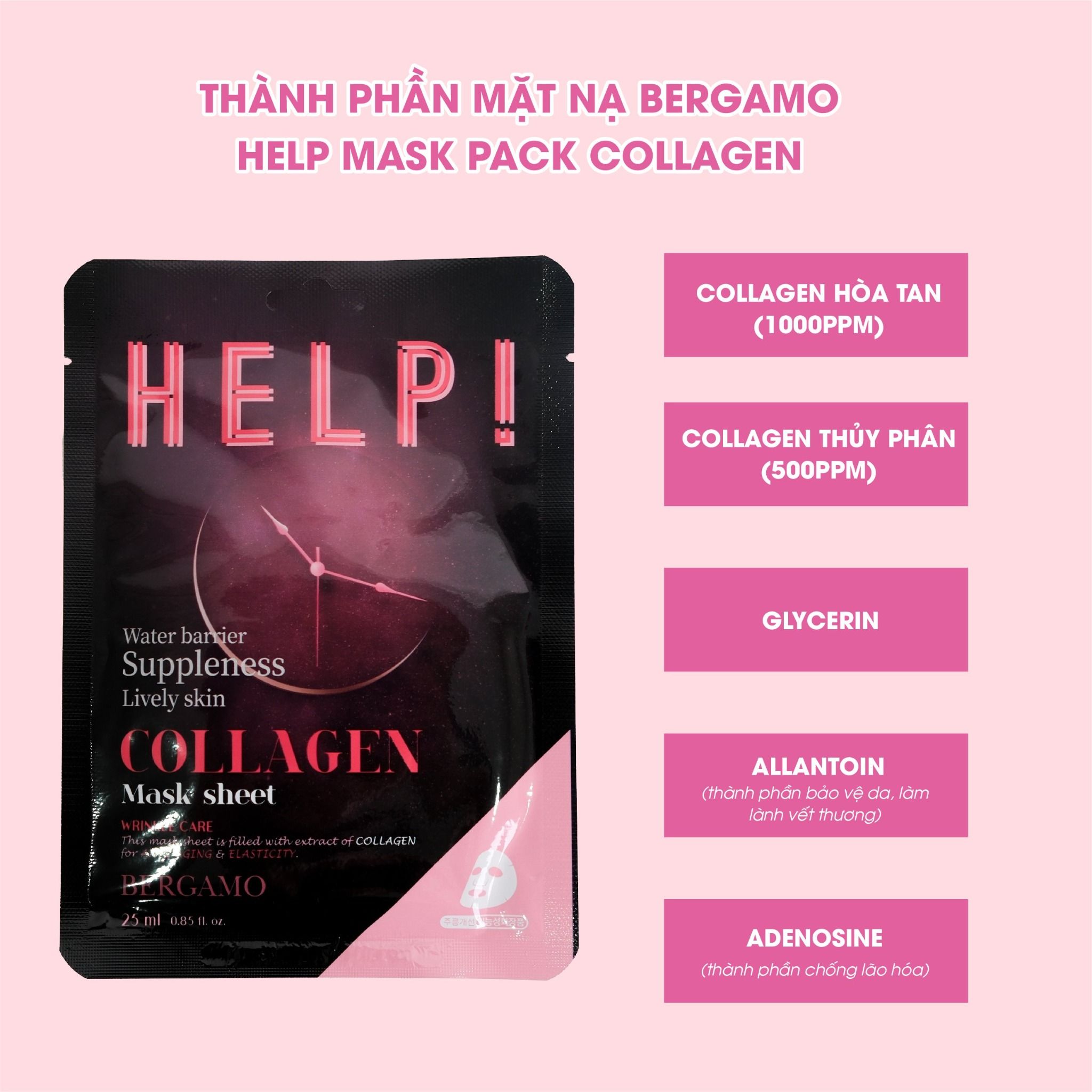 MẶT NẠ BERGAMO HELP MASK PACK COLLAGEN