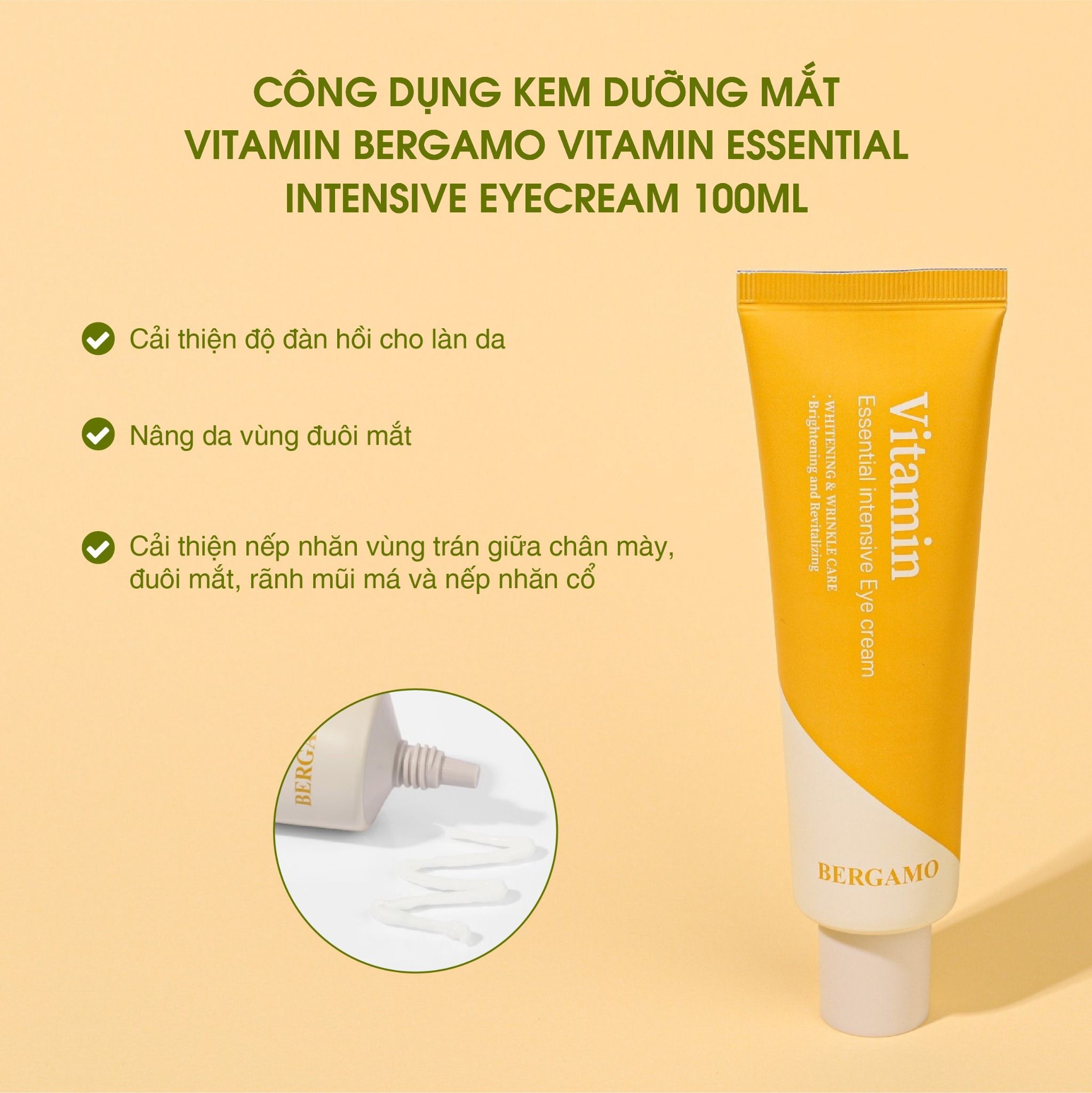 KEM DƯỠNG MẮT VITAMIN BERGAMO VITAMIN ESSENTIAL INTENSIVE EYECREAM 100G