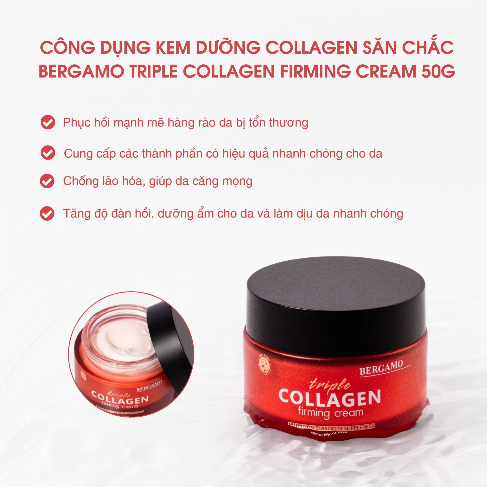 KEM DƯỠNG COLLAGEN SĂN CHẮC BERGAMO TRIPLE COLLAGEN FIRMING CREAM 50G