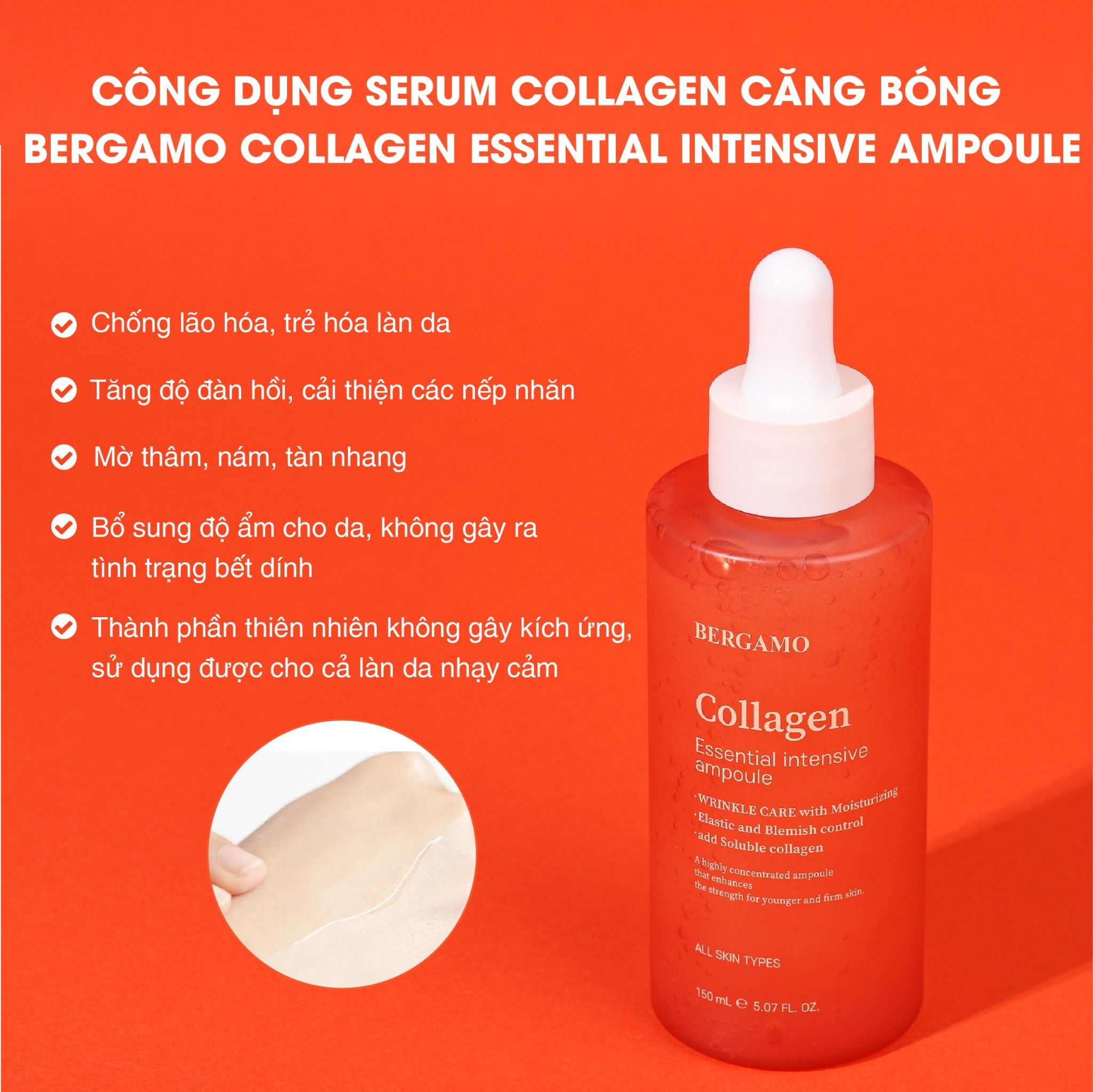 SERUM COLLAGEN CĂNG BÓNG BERGAMO COLLAGEN ESSENTIAL INTENSIVE AMPOULE 150ML
