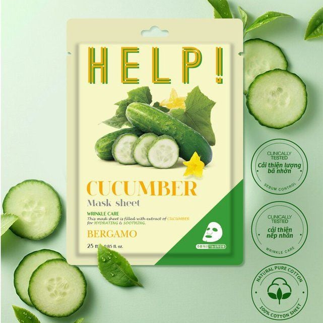 MẶT NẠ BERGAMO HELP MASK PACK CUCUMBER - DƯA LEO
