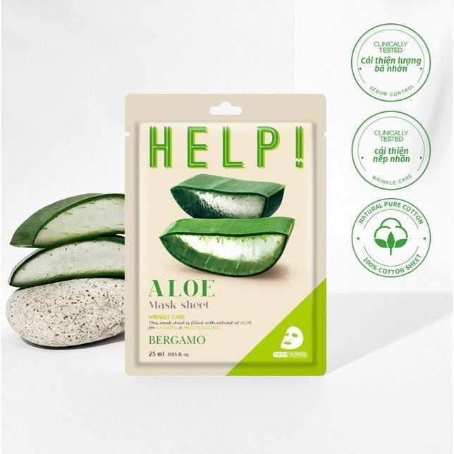 MẶT NẠ BERGAMO HELP MASK PACK ALOE - NHA ĐAM
