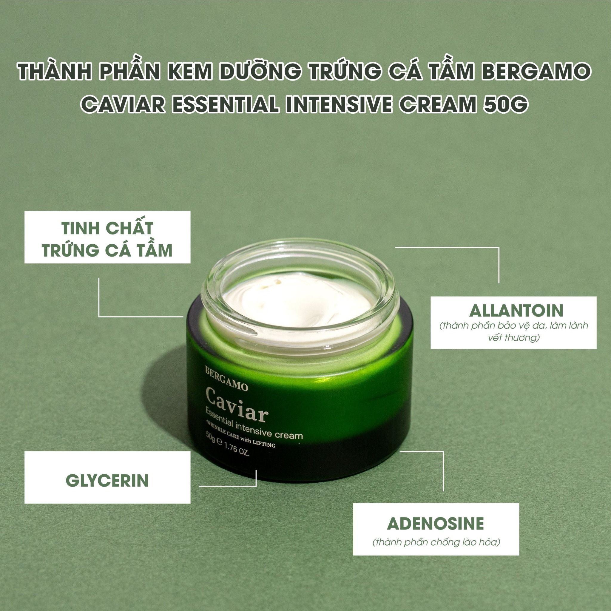 KEM DƯỠNG TRỨNG CÁ TẦM BERGAMO CAVIAR ESSENTIAL INTENSIVE CREAM 50G