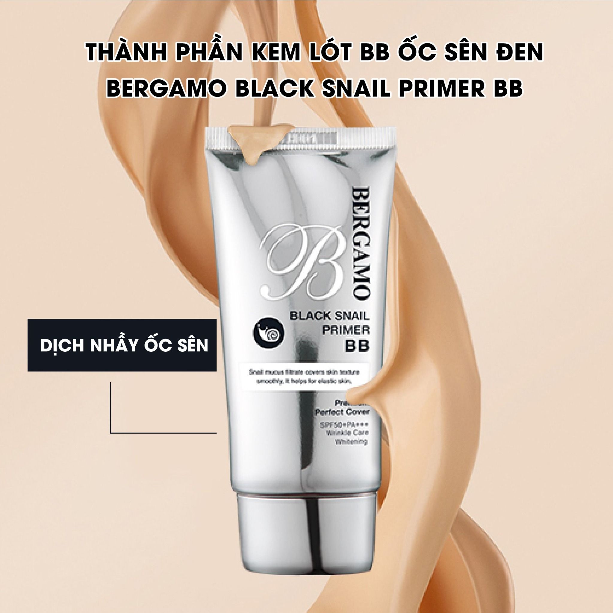 KEM LÓT ỐC SÊN ĐEN BERGAMO BLACK SNAIL PRIMER BB 50ML