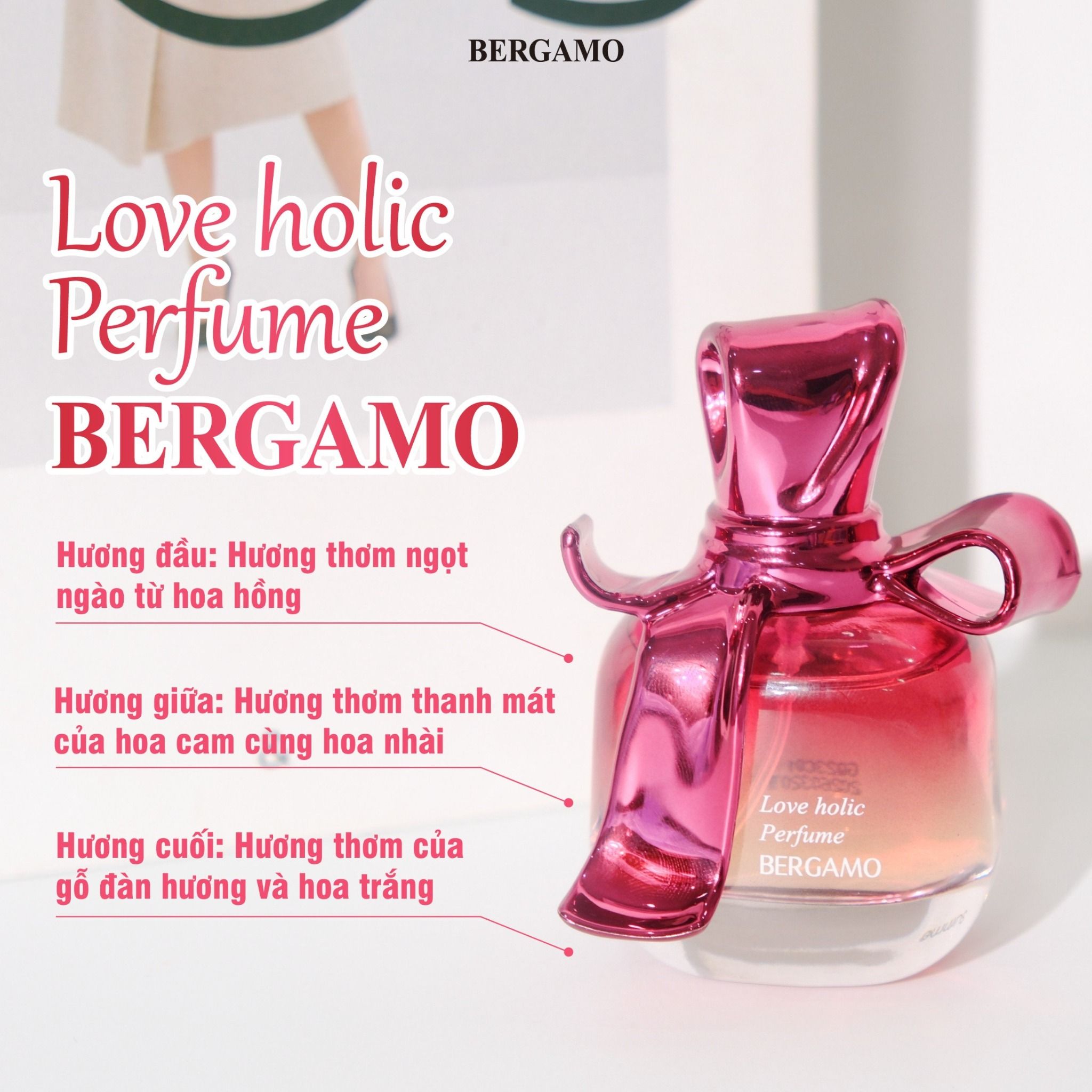 NƯỚC HOA BERGAMO MÀU HỒNG BERGAMO LOVE HOLIC PERFUME 30ML