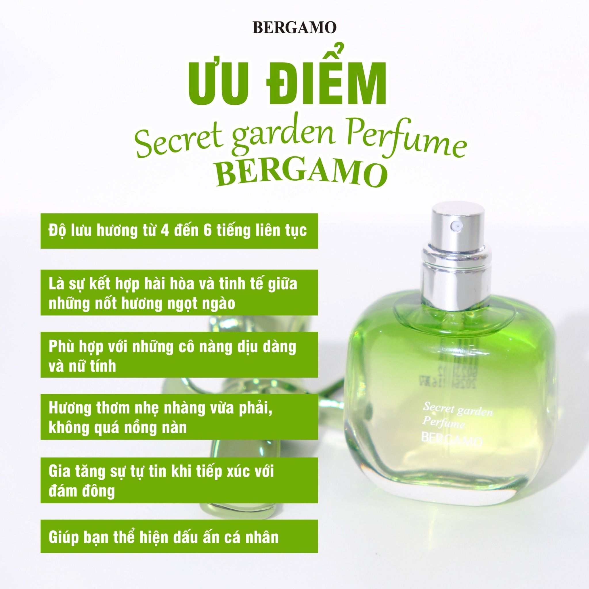NƯỚC HOA BERGAMO MÀU XANH LÁ BERGAMO SECRET GARDEN PERFUME 30ML