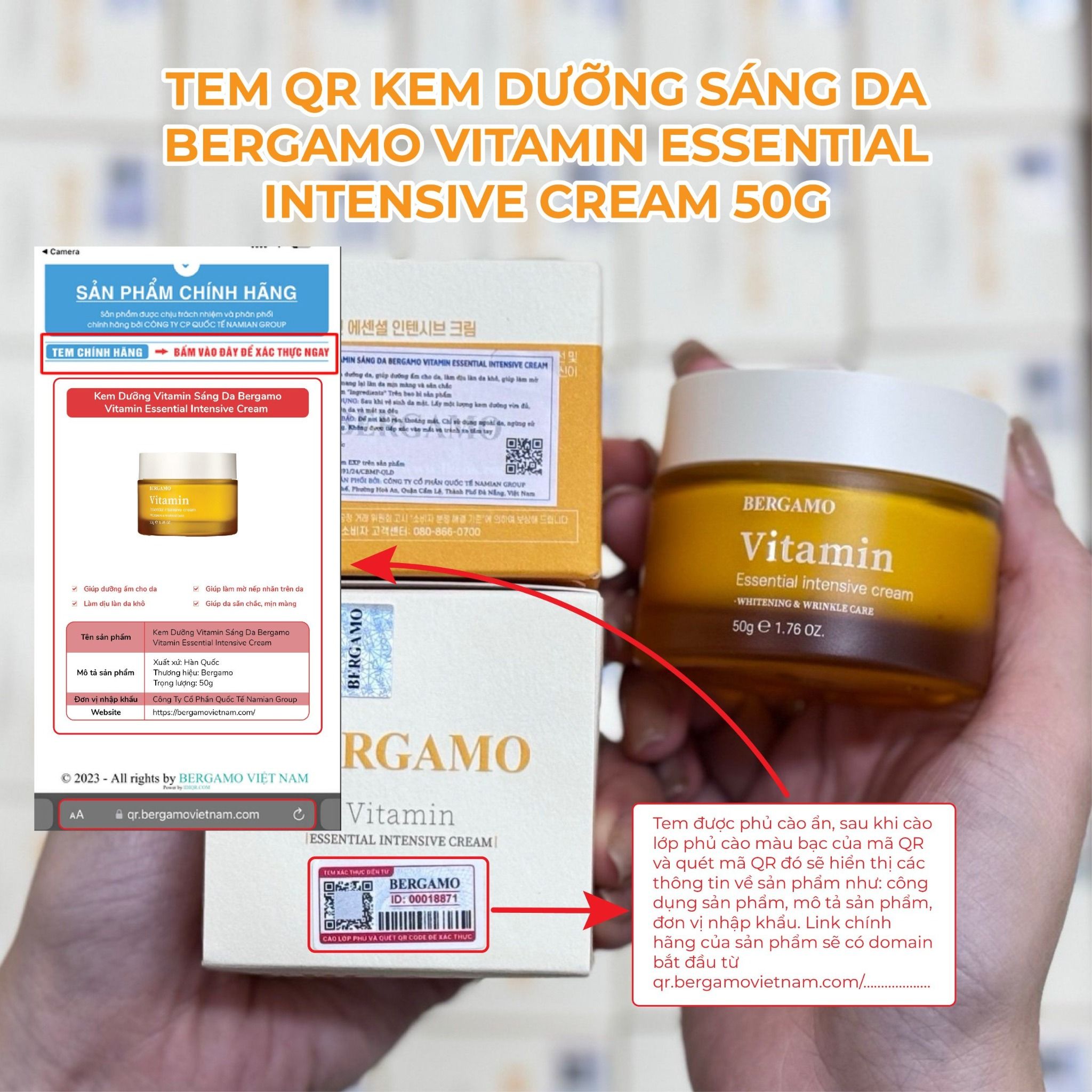 KEM DƯỠNG SÁNG DA BERGAMO VITAMIN ESSENTIAL INTENSIVE CREAM 50G