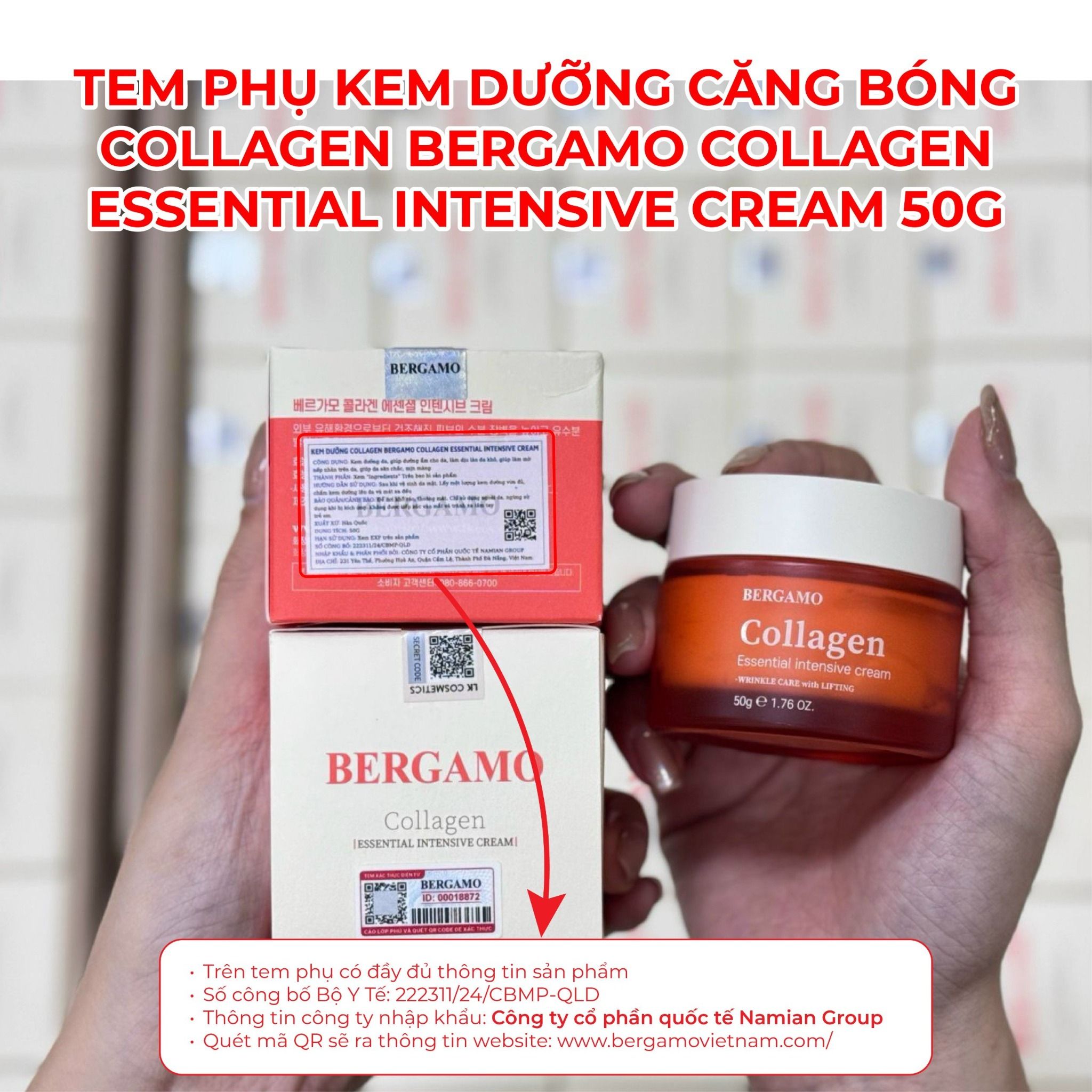 KEM DƯỠNG CĂNG BÓNG COLLAGEN BERGAMO COLLAGEN ESSENTIAL INTENSIVE CREAM 50G