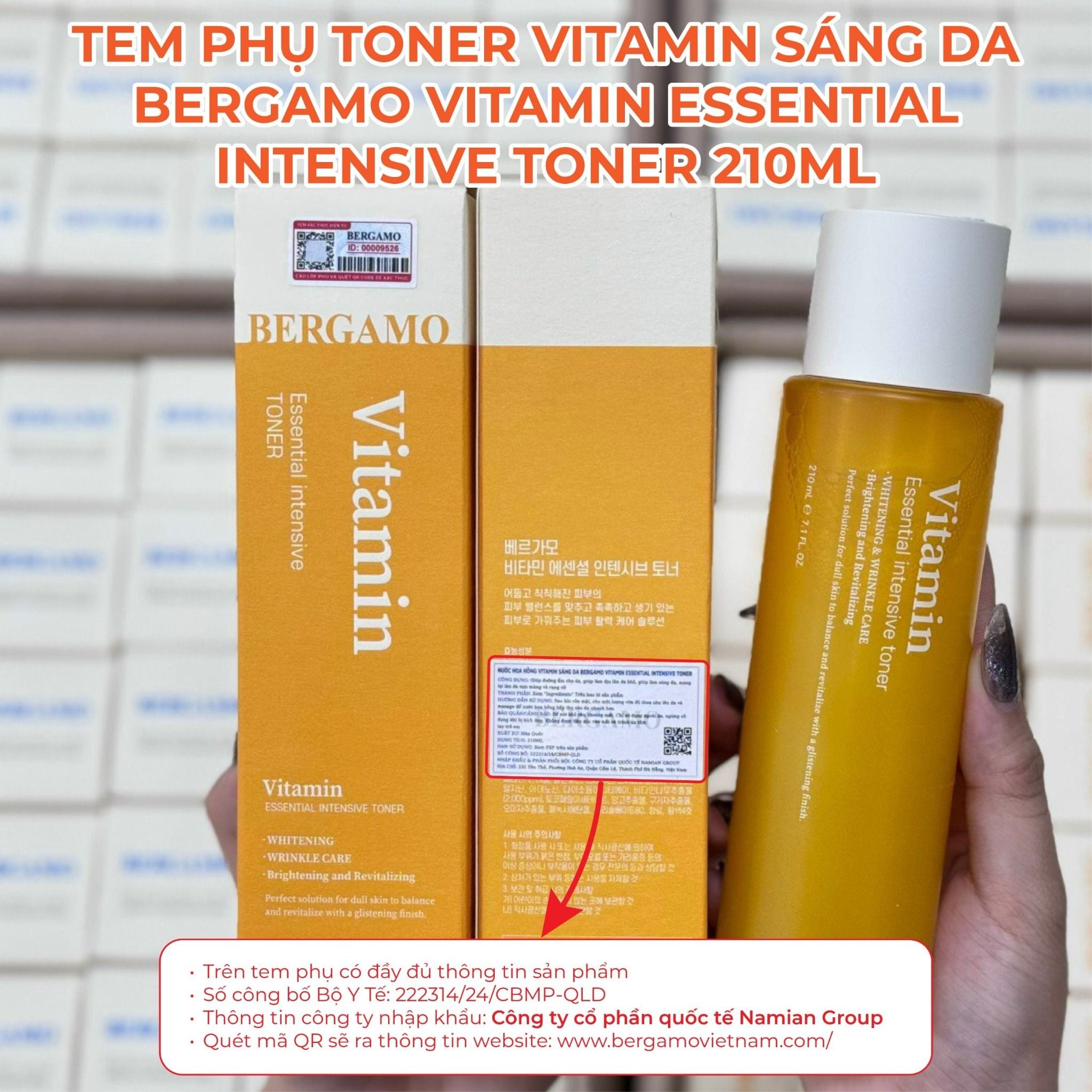 TONER VITAMIN SÁNG DA BERGAMO VITAMIN ESSENTIAL INTENSIVE TONER 210ML