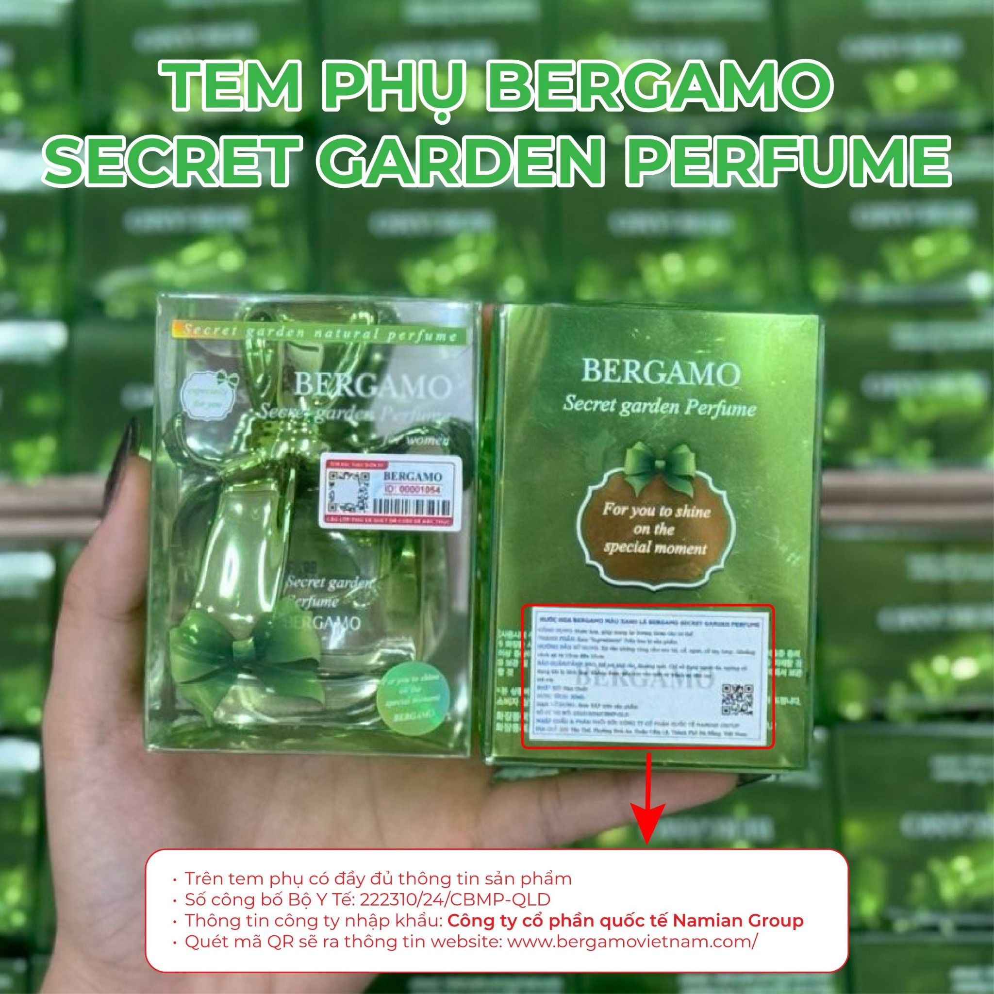 NƯỚC HOA BERGAMO MÀU XANH LÁ BERGAMO SECRET GARDEN PERFUME 30ML