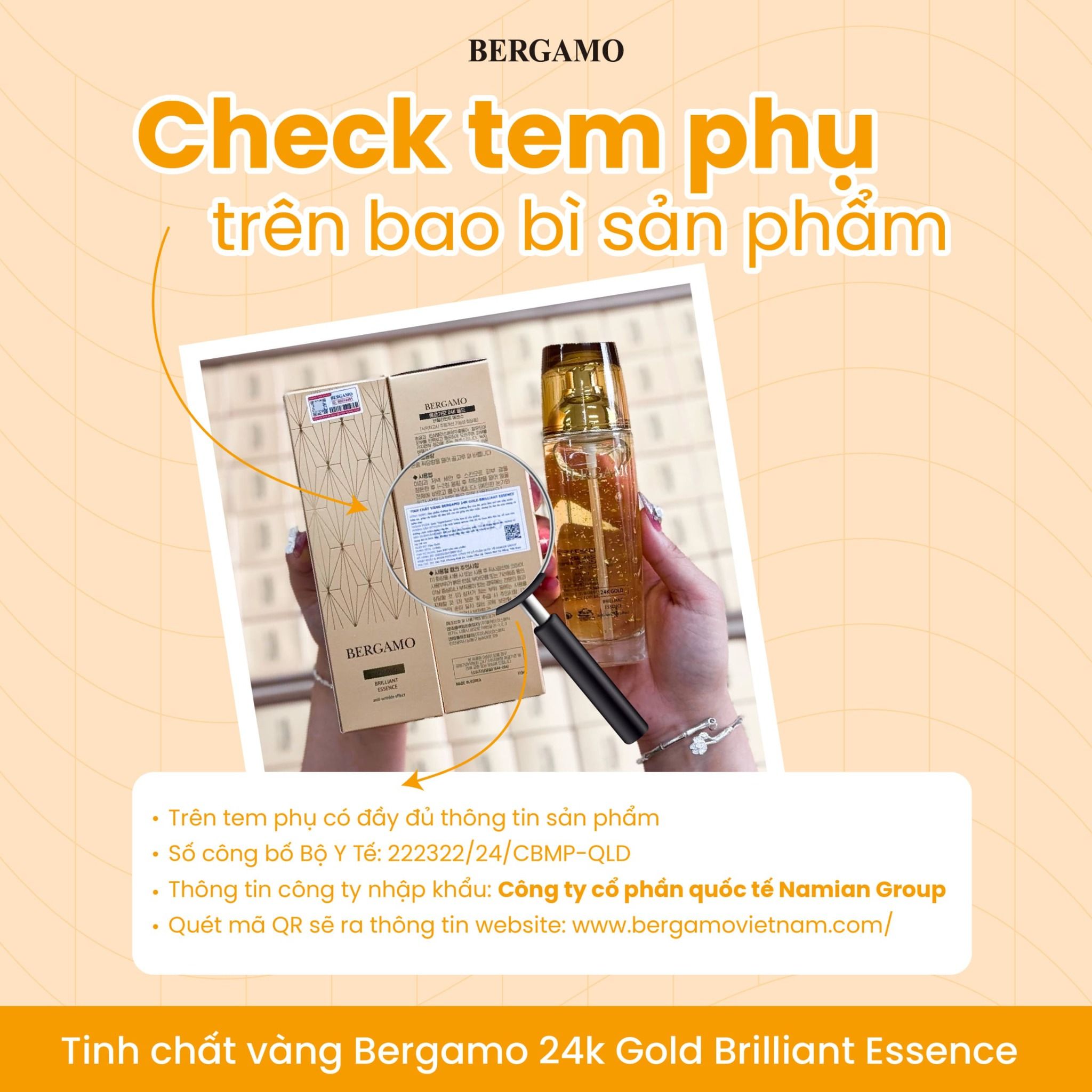 TINH CHẤT VÀNG BERGAMO 24K GOLD BRILLIANT ESSENCE 110ML