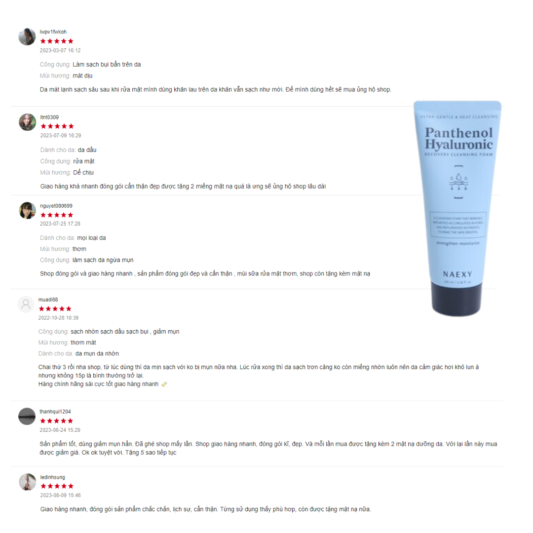 SỮA RỬA MẶT B5 NAEXY PANTHENOL HYALURONIC RECOVERY CLEANSING FOAM 100ML