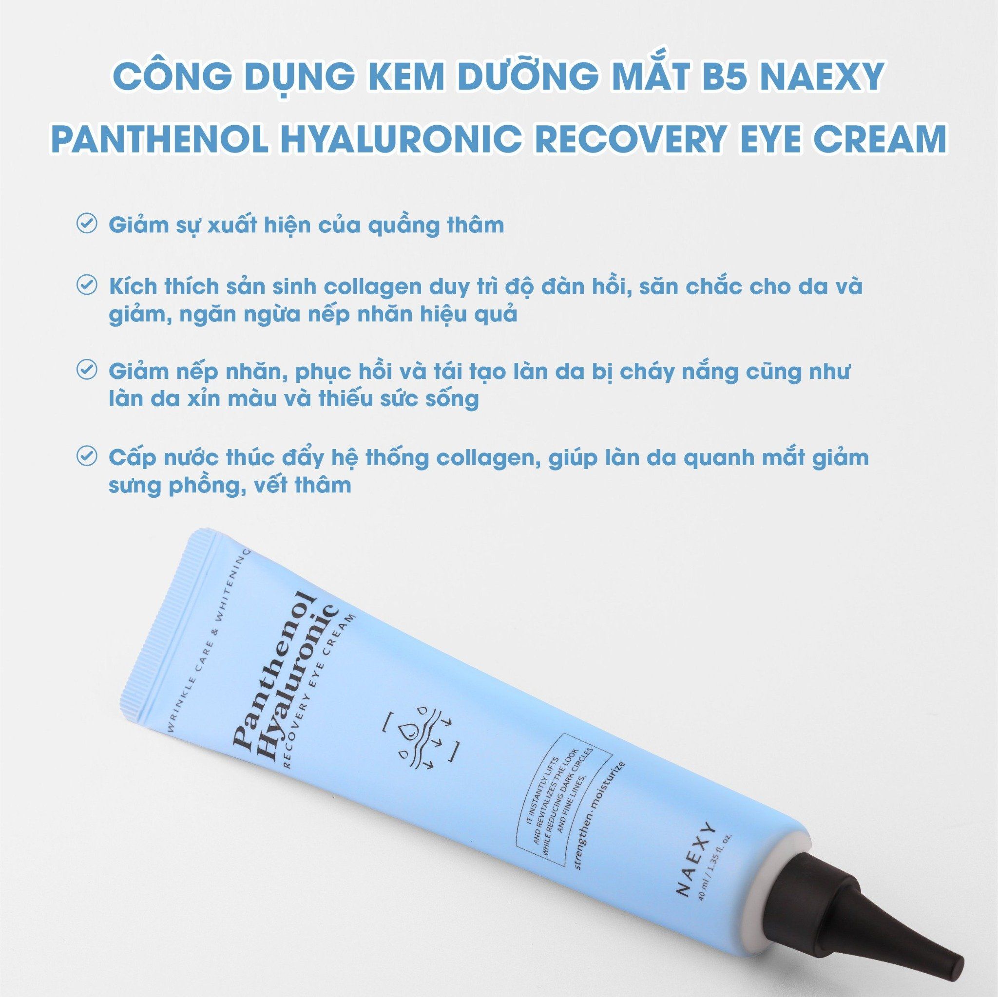 KEM DƯỠNG MẮT B5 NAEXY PANTHENOL HYALURONIC RECOVERY EYE CREAM 40ML