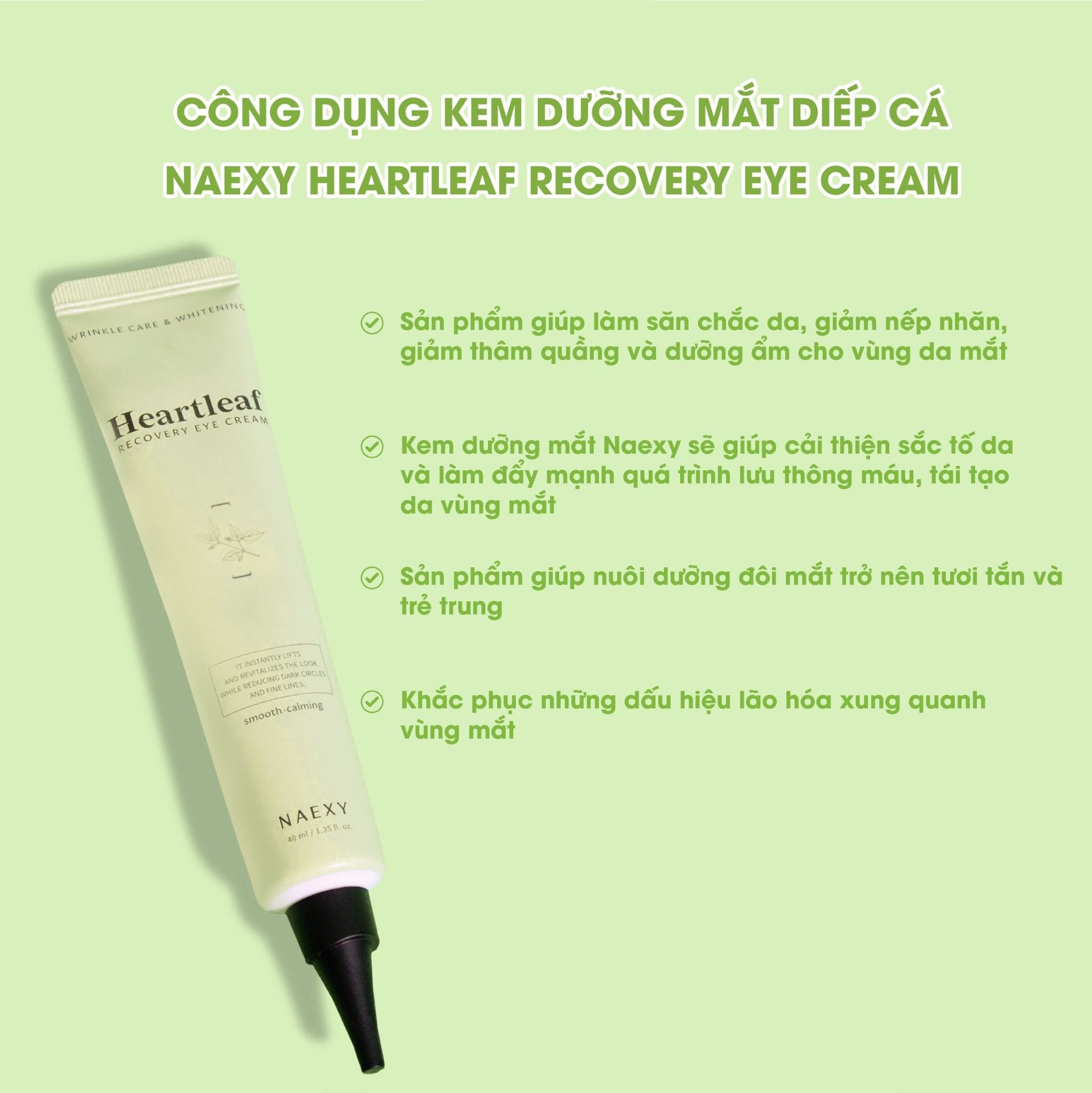 KEM DƯỠNG MẮT DIẾP CÁ NAEXY HEARTLEAF RECOVERY EYE CREAM 40ML
