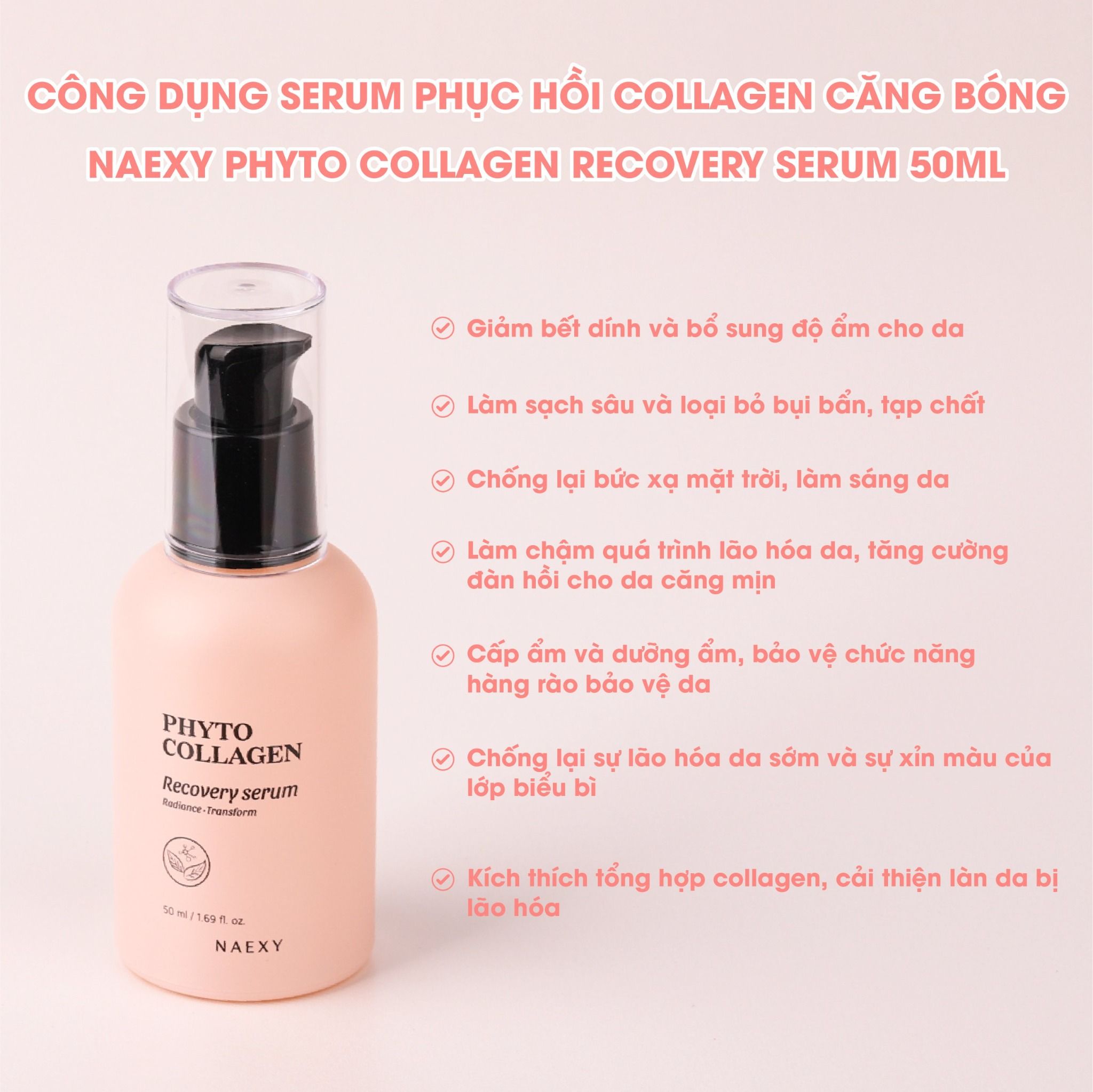SERUM HỖ TRỢ PHỤC HỒI COLLAGEN CĂNG BÓNG NAEXY PHYTO COLLAGEN RECOVERY SERUM 50ML