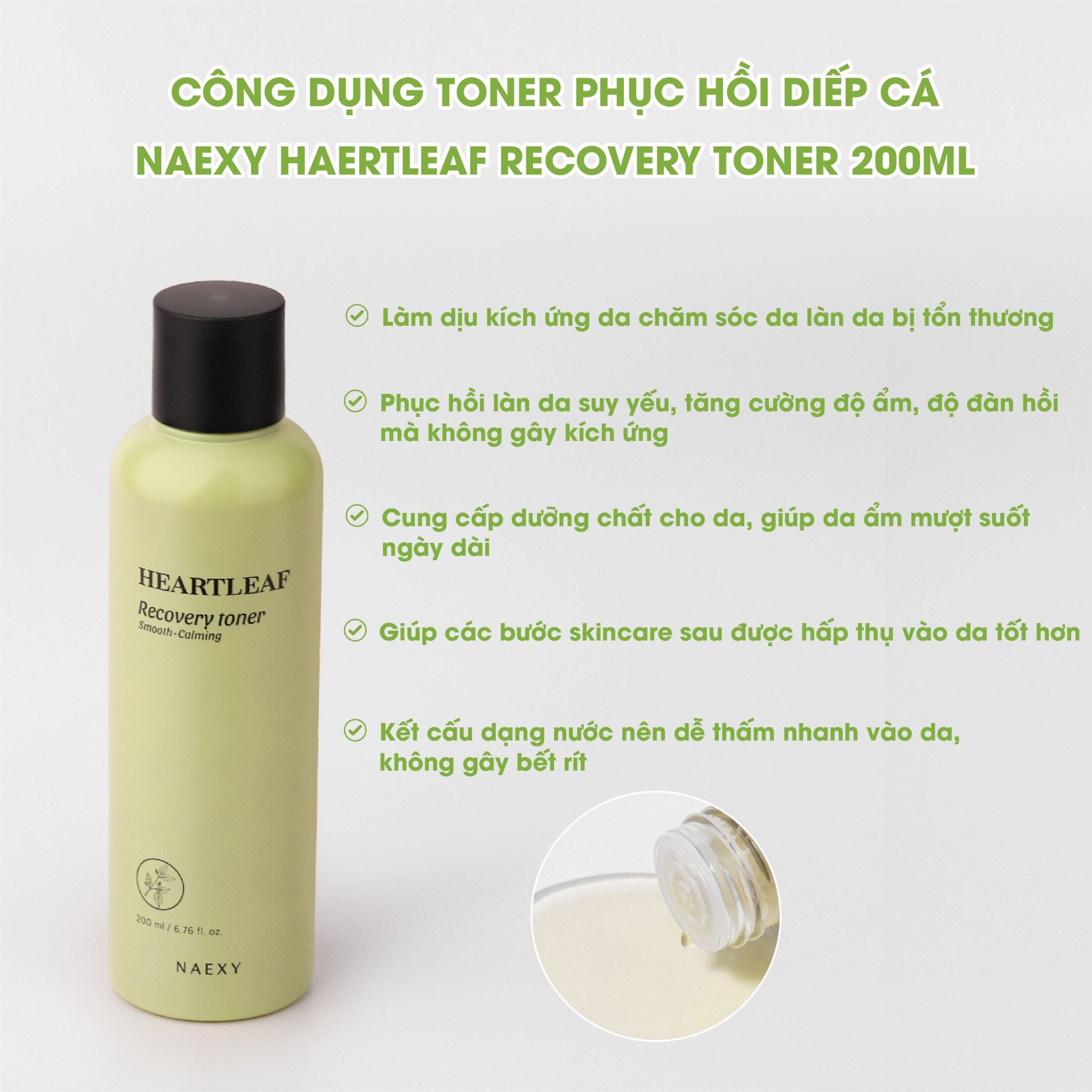TONER HỖ TRỢ PHỤC HỒI DIẾP CÁ NAEXY HEARTLEAF RECOVERY TONER 200ML