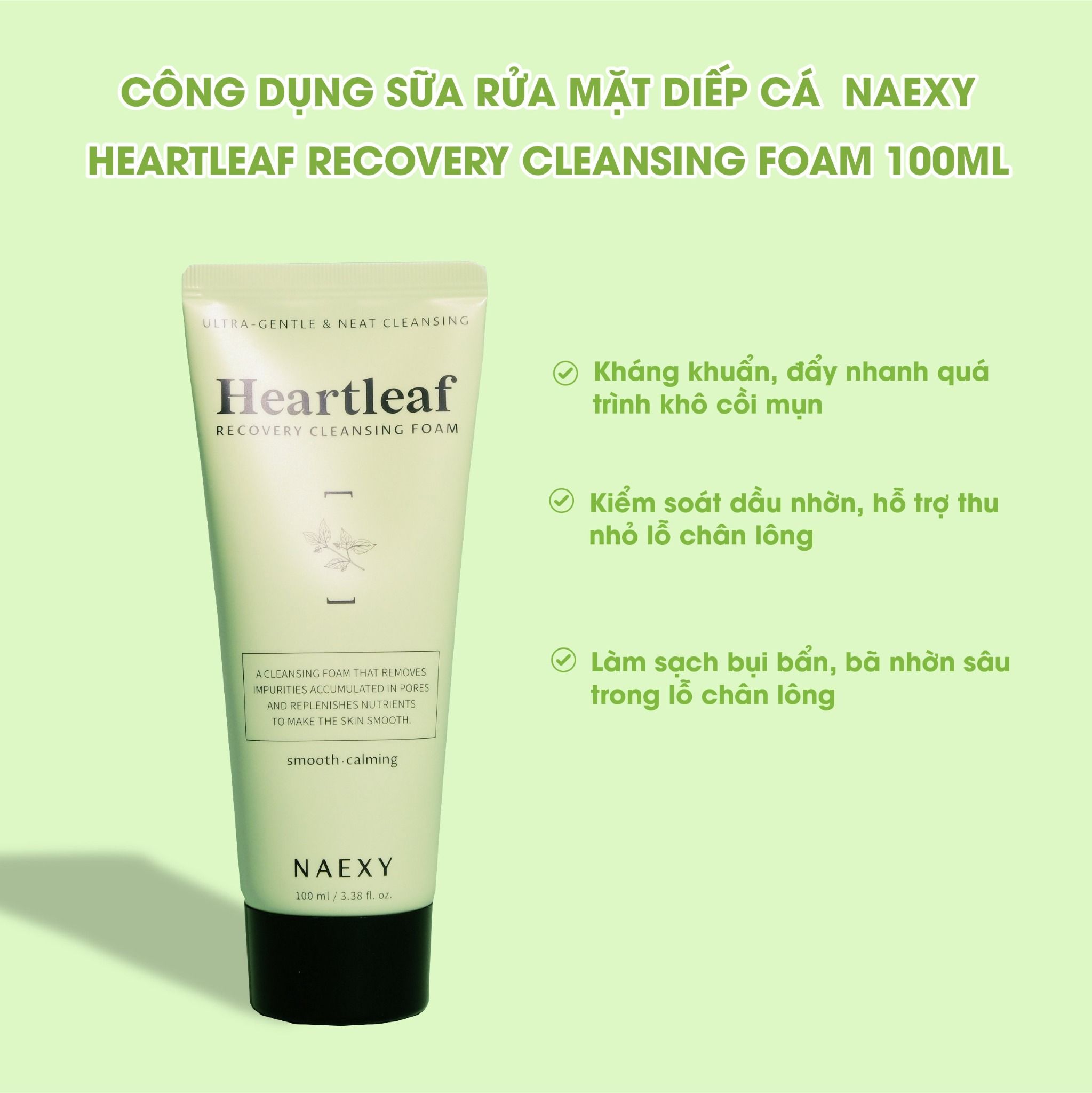 SỮA RỬA MẶT DIẾP CÁ NAEXY HEARTLEAF RECOVERY CLEANSING FOAM 100ML