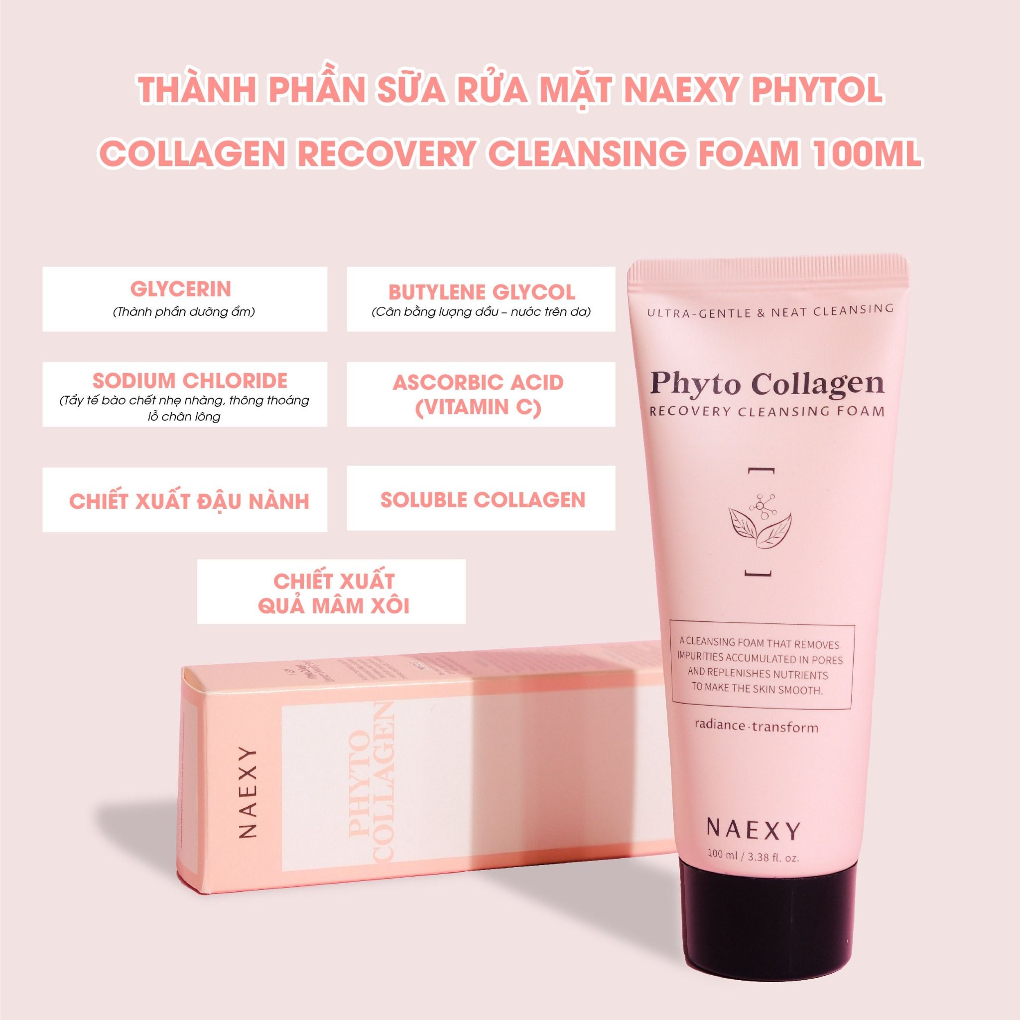 SỮA RỬA MẶT COLLAGEN NAEXY PHYTO COLLAGEN RECOVERY CLEANSING FOAM 100ML