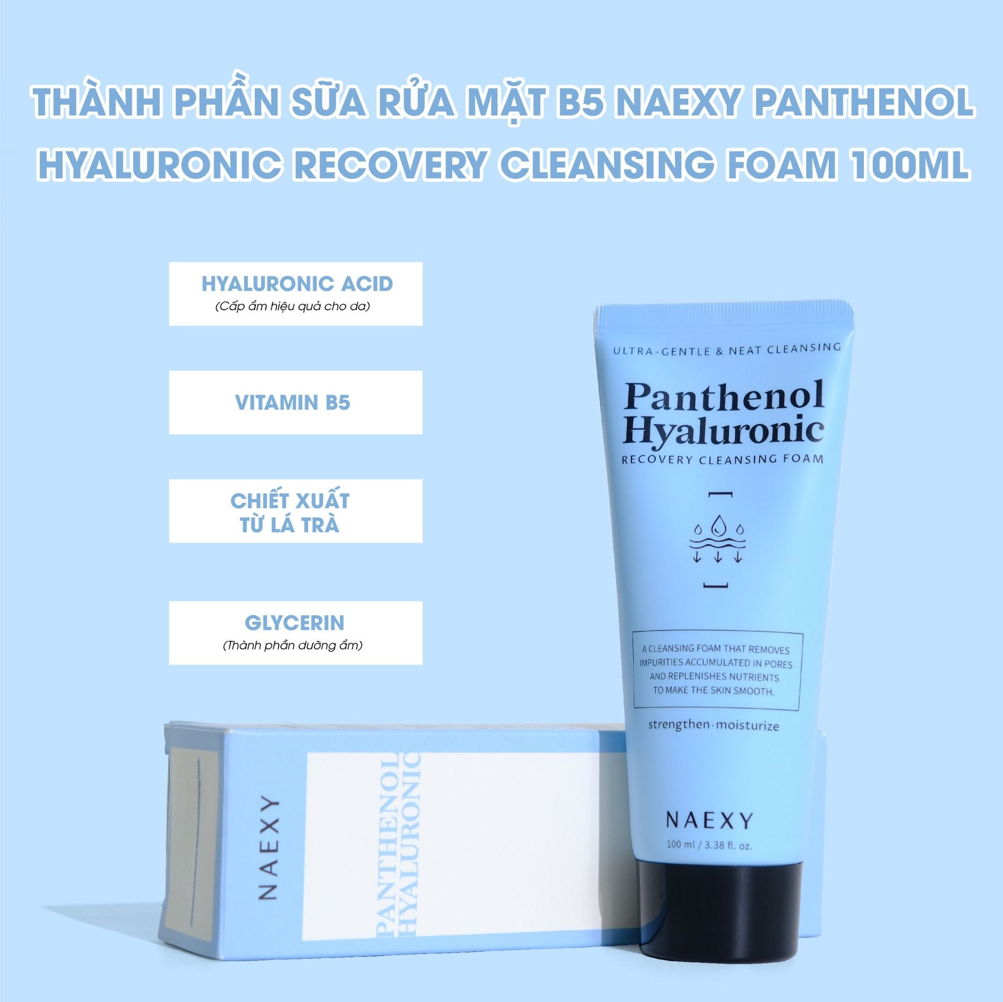 SỮA RỬA MẶT B5 NAEXY PANTHENOL HYALURONIC RECOVERY CLEANSING FOAM 100ML