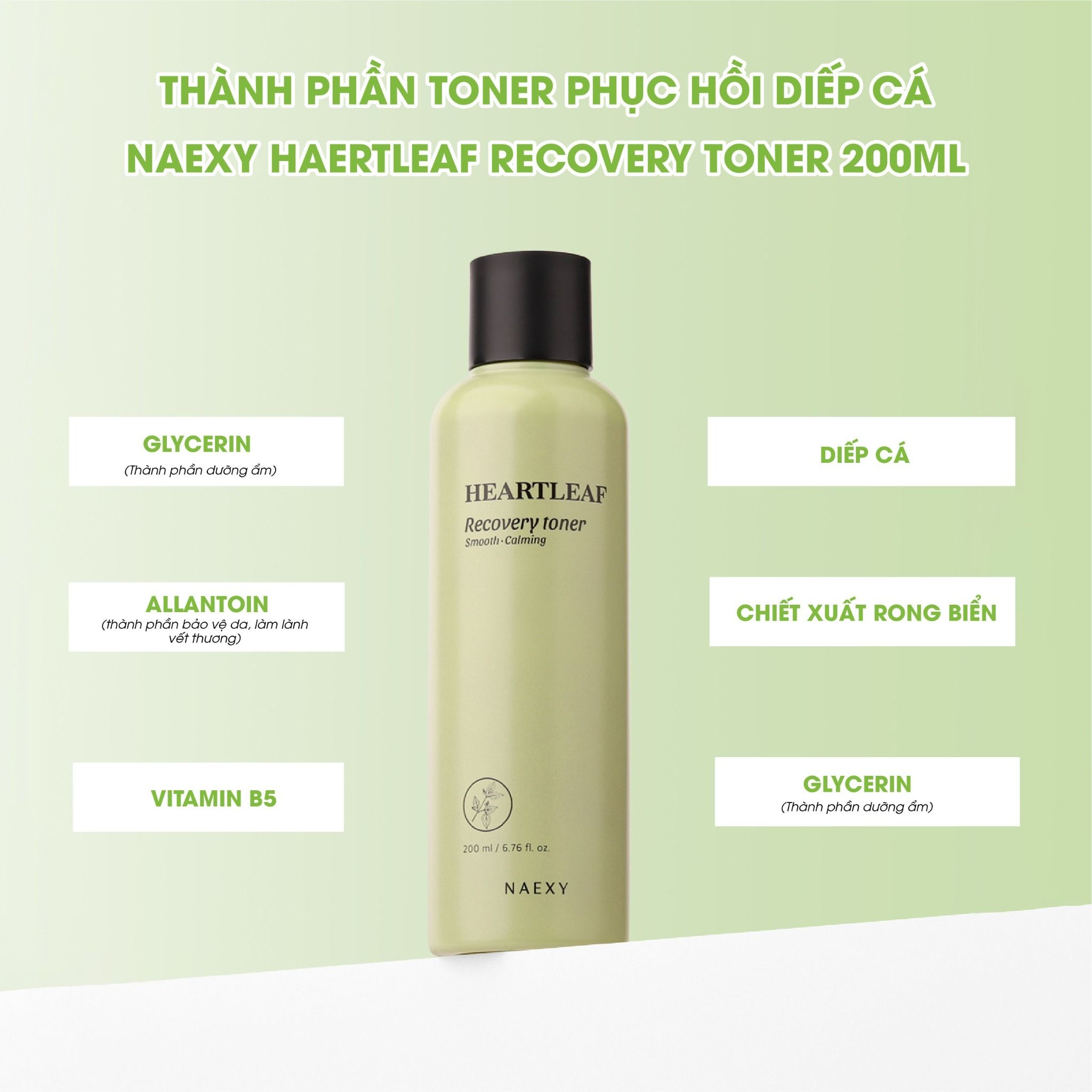 TONER HỖ TRỢ PHỤC HỒI DIẾP CÁ NAEXY HEARTLEAF RECOVERY TONER 200ML