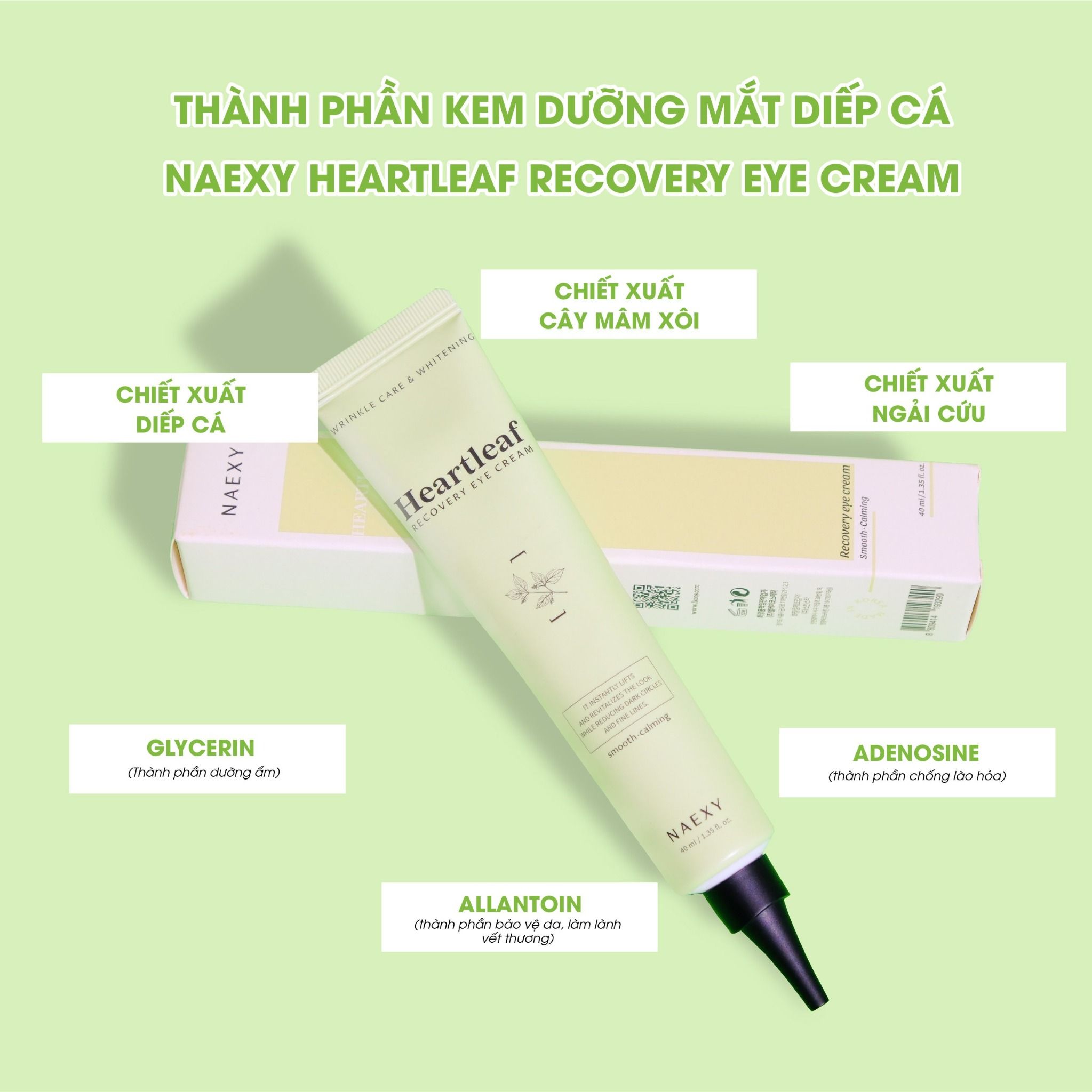 KEM DƯỠNG MẮT DIẾP CÁ NAEXY HEARTLEAF RECOVERY EYE CREAM 40ML