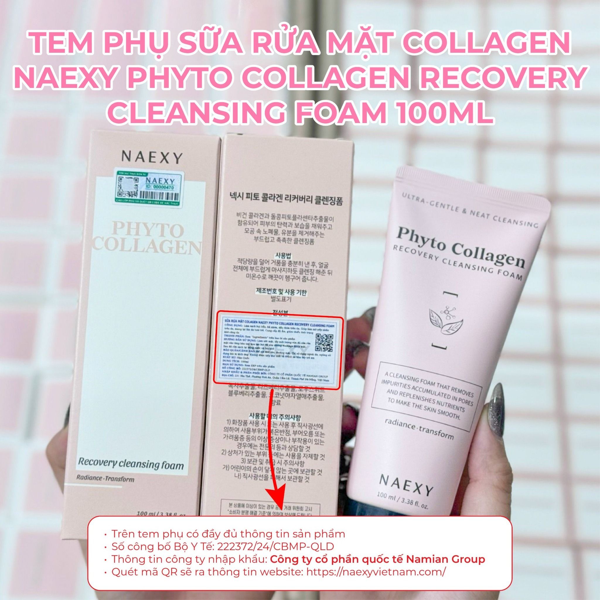 SỮA RỬA MẶT COLLAGEN NAEXY PHYTO COLLAGEN RECOVERY CLEANSING FOAM 100ML