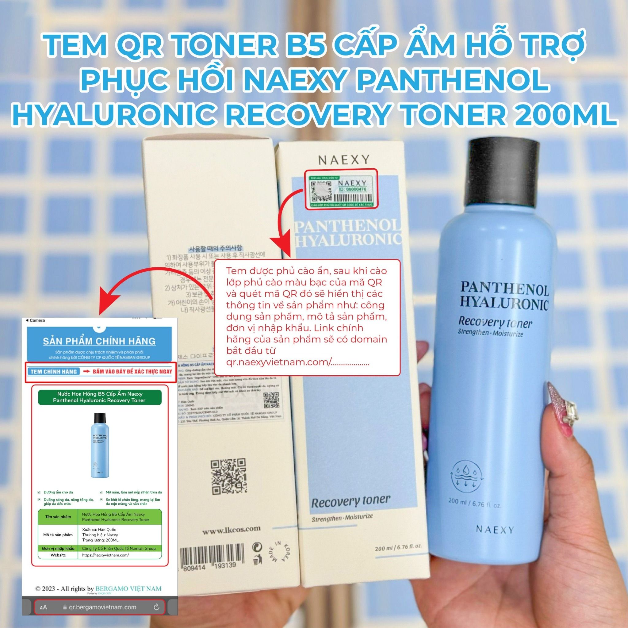 TONER B5 CẤP ẨM HỖ TRỢ PHỤC HỒI NAEXY PANTHENOL HYALURONIC RECOVERY TONER 200ML