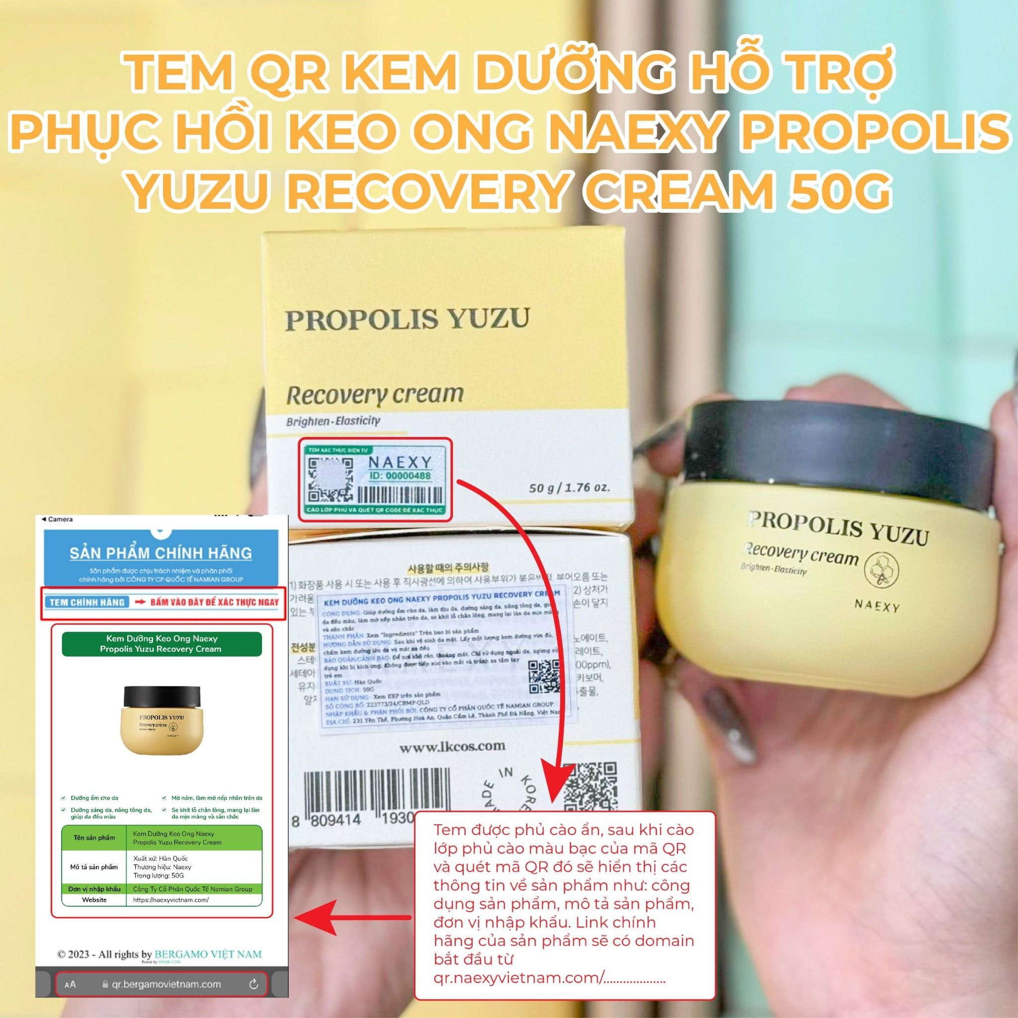 KEM DƯỠNG HỖ TRỢ PHỤC HỒI KEO ONG NAEXY PROPOLIS YUZU RECOVERY CREAM 50G