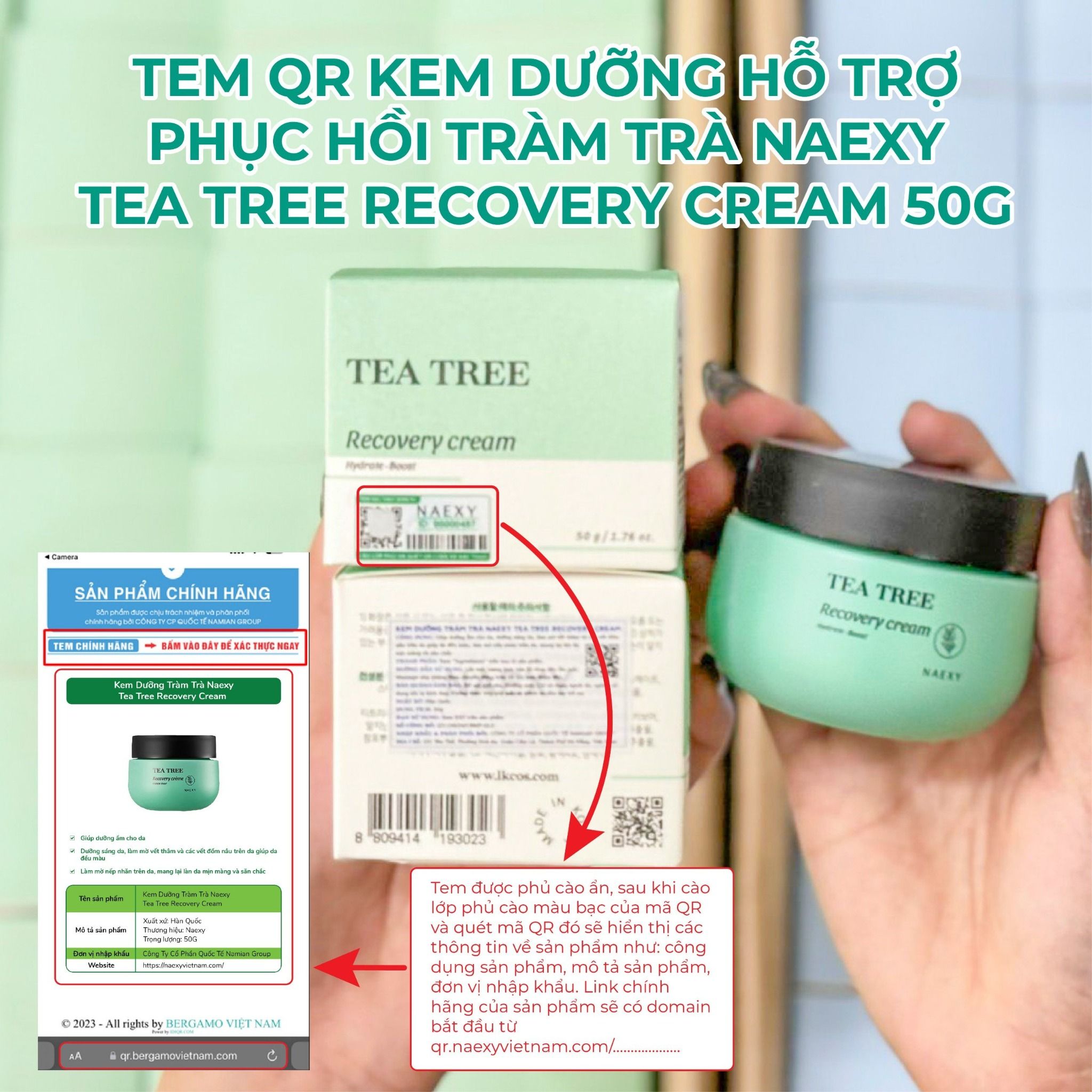 KEM DƯỠNG HỖ TRỢ PHỤC HỒI TRÀM TRÀ NAEXY TEA TREE RECOVERY CREAM 50G