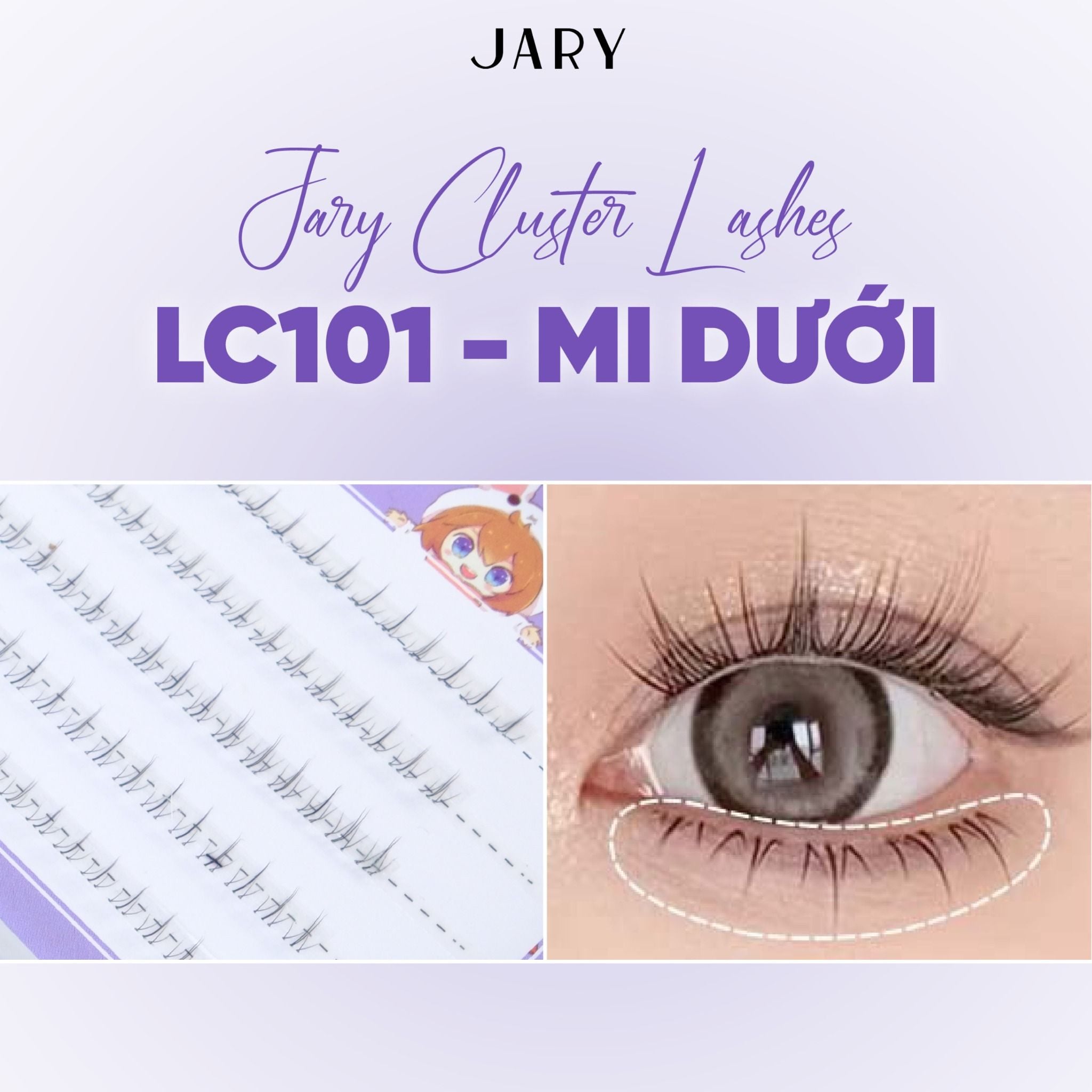 LÔNG MI CỤM TỰ NHIÊN JARY CLUSTER LASHES HỘP NHỰA 5 HÀNG - LC101 MI DƯỚI
