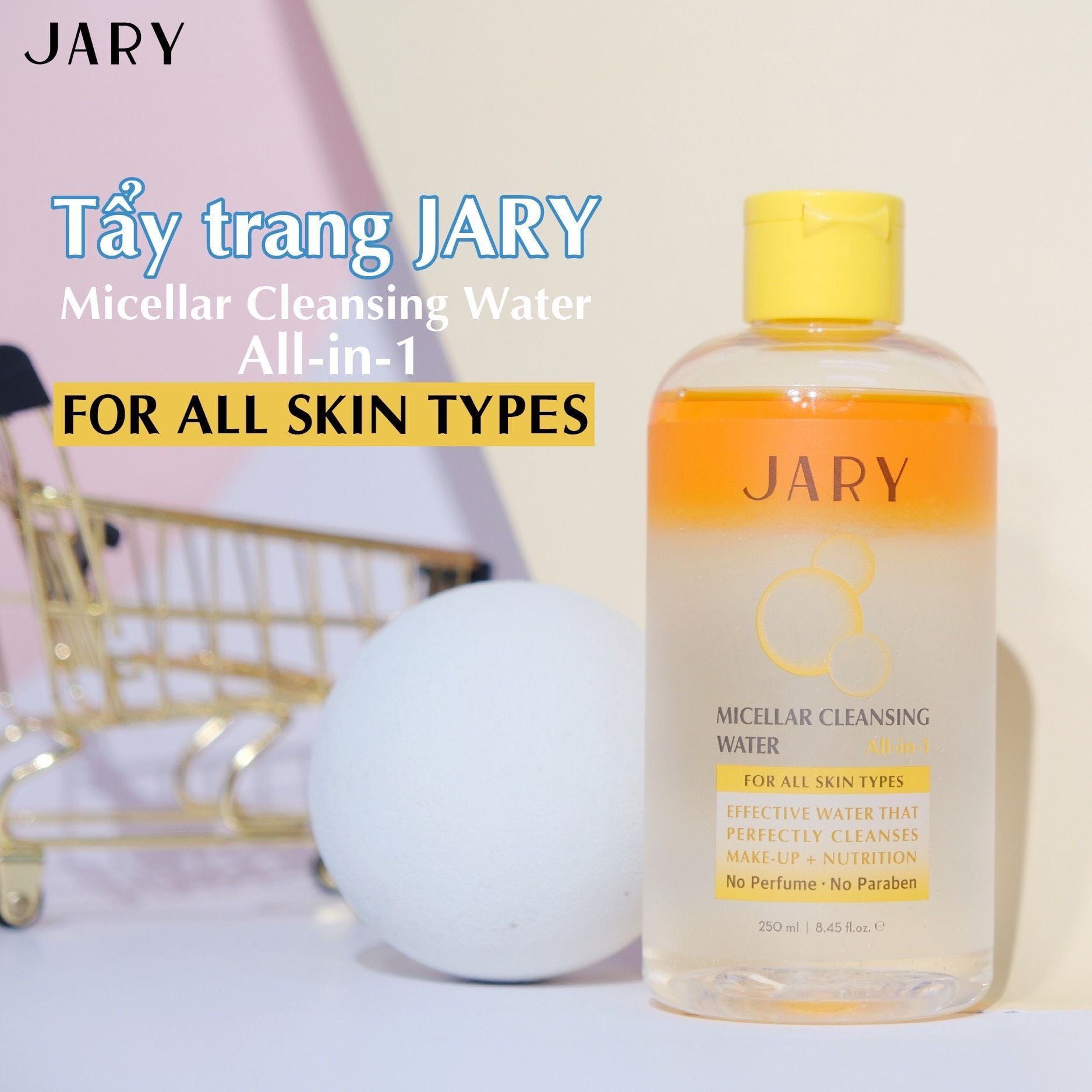 NƯỚC TẨY TRANG JARY MICELLAR CLEANSING WATER MÀU VÀNG - DÀNH CHO MỌI LOẠI DA, DA MAKE-UP