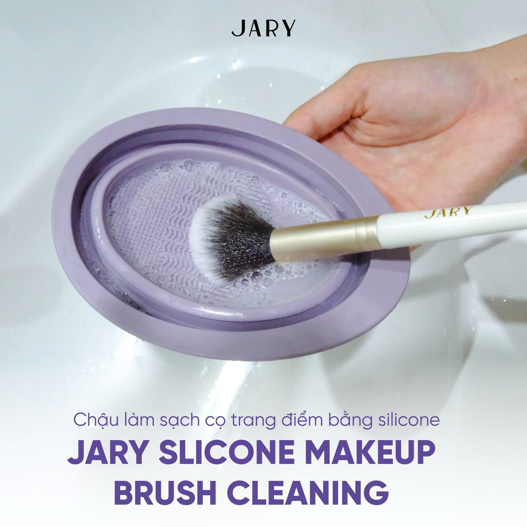 CHẬU LÀM SẠCH CỌ TRANG ĐIỂM BẰNG SILICONE JARY SLICONE MAKEUP BRUSH CLEANING